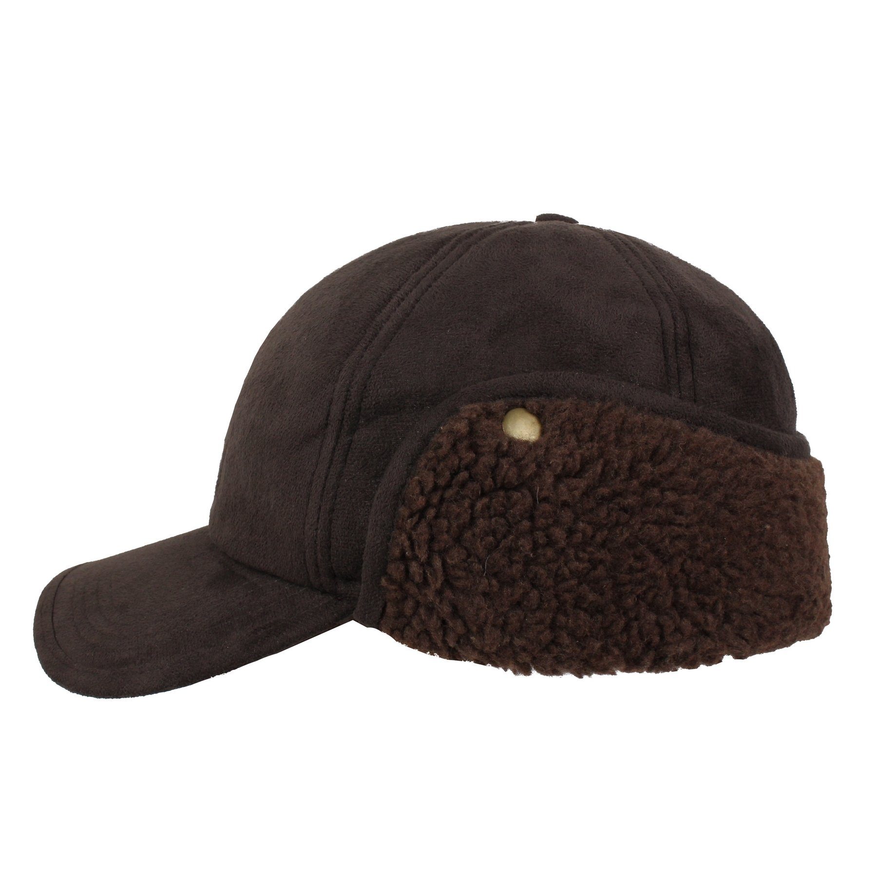 HatBee Baseball Cap Hatbee mit Ohrenklappen Braun Winterbasecap