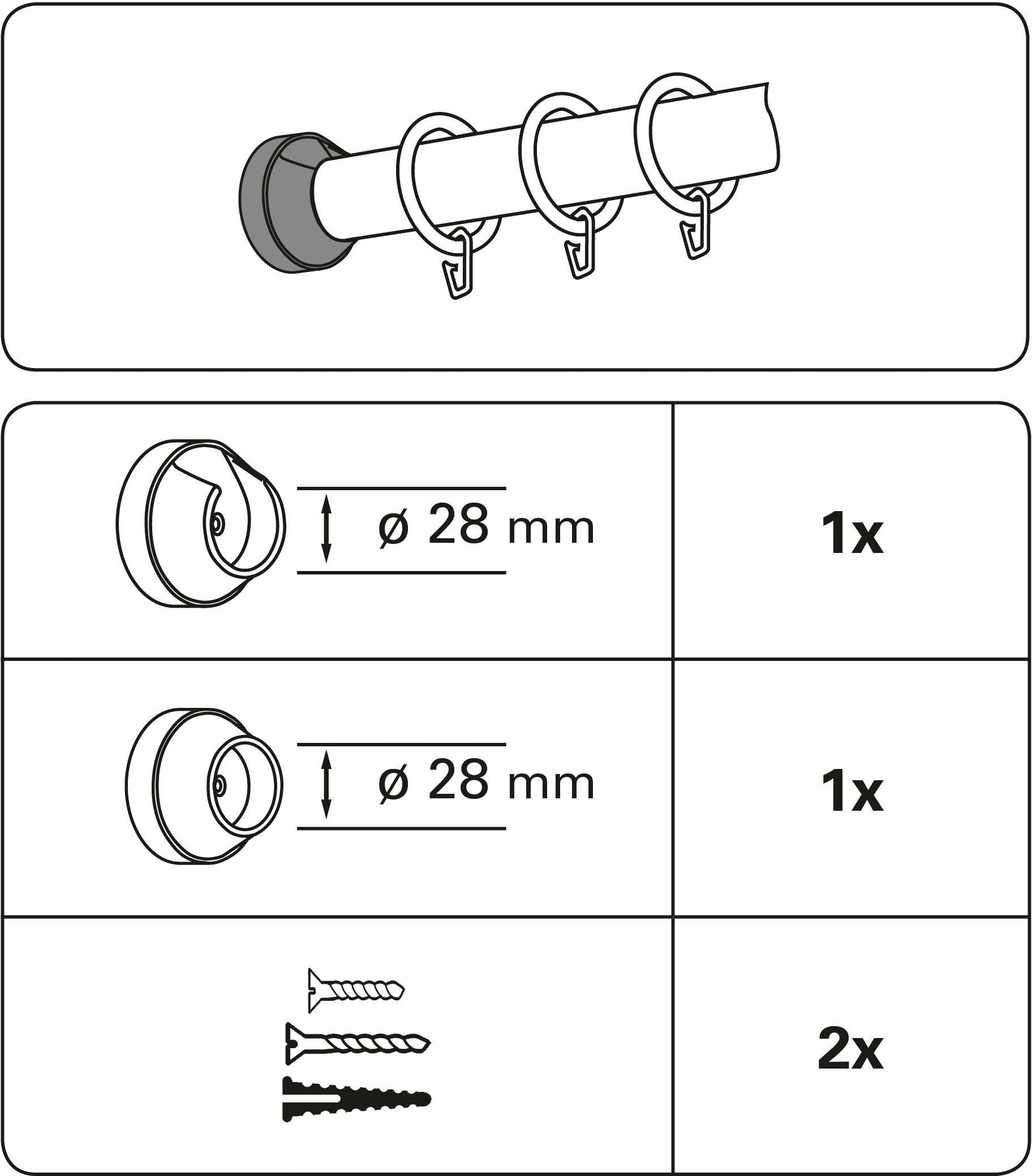 Ø Serie Gardinenstangenhalter Lugano Ø 28 Gardinenstangen, Holz, natur Wandlager GARDINIA, für mm mm (1-St), Classic 28 Gardinenstangen-Set