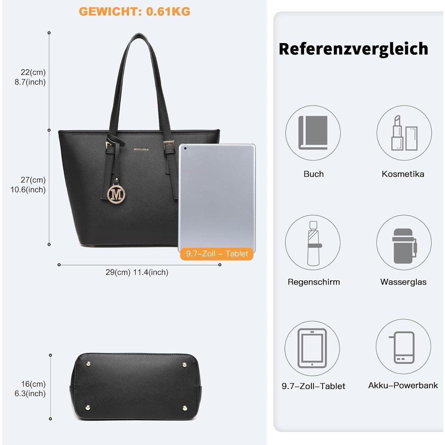 LuxusKollektion Shopper Damen Shopper Handtasche Groß Henkeltasche Tote Bag Schule Arbeit
