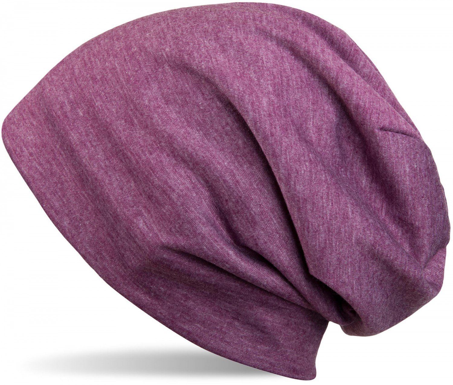 styleBREAKER Beanie (1-St) Unifarbene Beanie Violett Fleece Mütze mit meliert