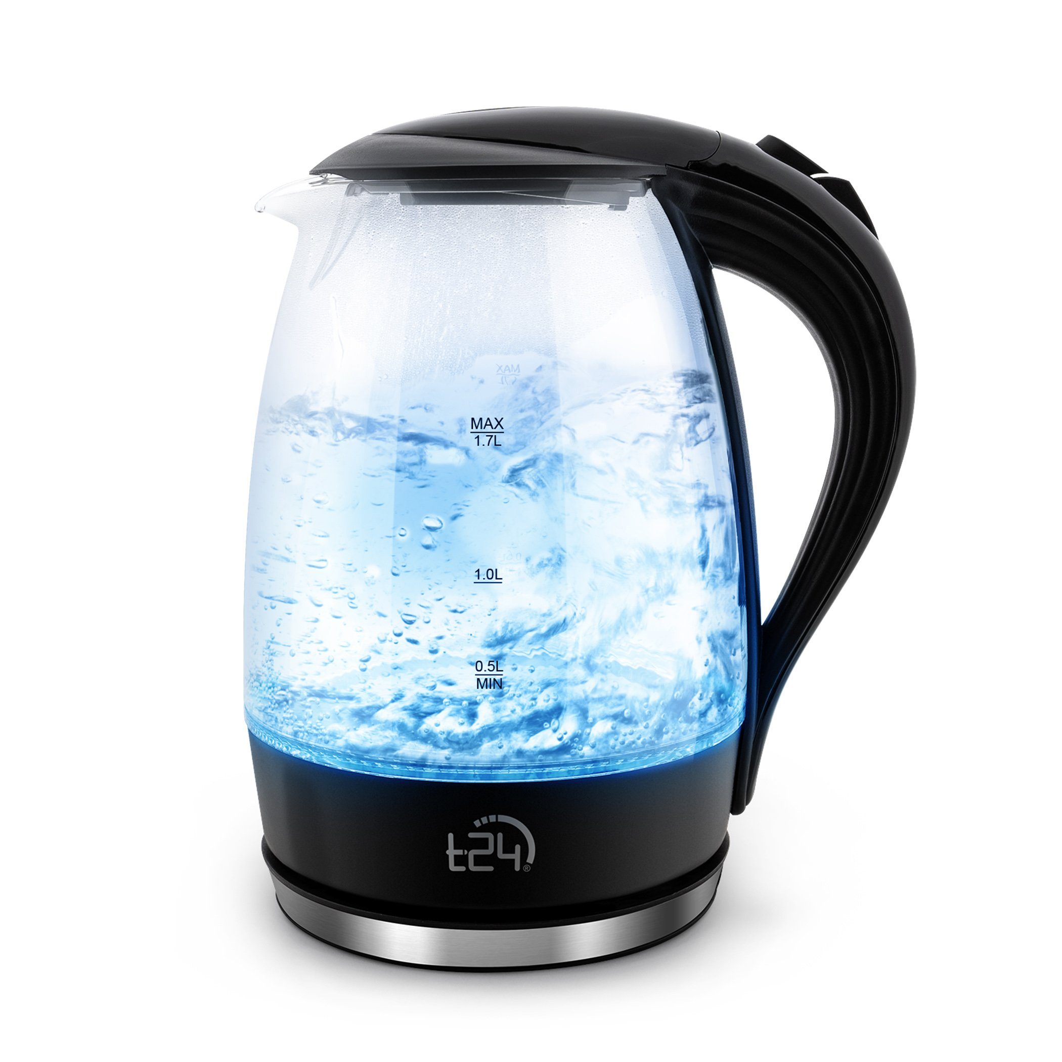 T24 Wasserkocher Glas Wasserkocher 1,7 L BPA frei THV Rheinland GS  Zertifiziert, 1.7 l, 2200 W