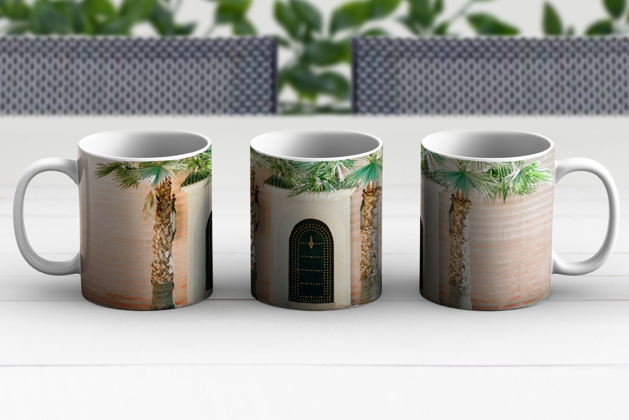 Tür - Geschenk - Teetasse, Tasse Teetasse, Becher, MuchoWow Tropisch, Kaffeetassen, - Weiß Keramik, Marrakesch - Palme