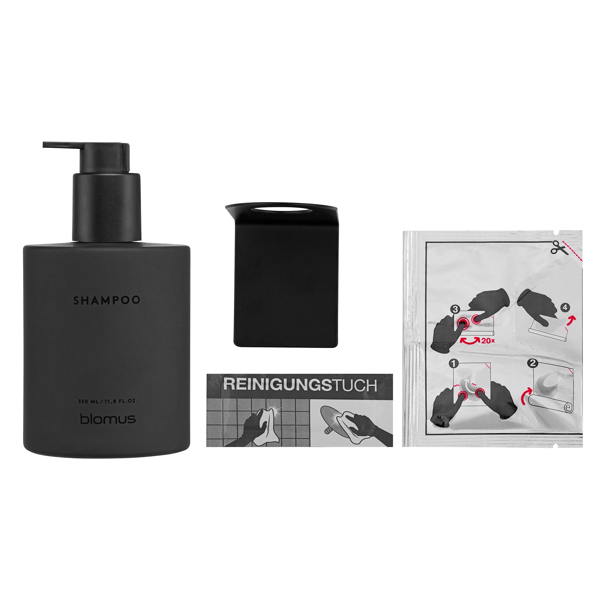 blomus Seifenspender Glasflasche Shampoo -KIREI- Duschgelflasche: Organzier aus Glas, (Glasflasche), Stilvolle Glasflasche, Nachhaltig, inkl. Wandhalterung, Organizer