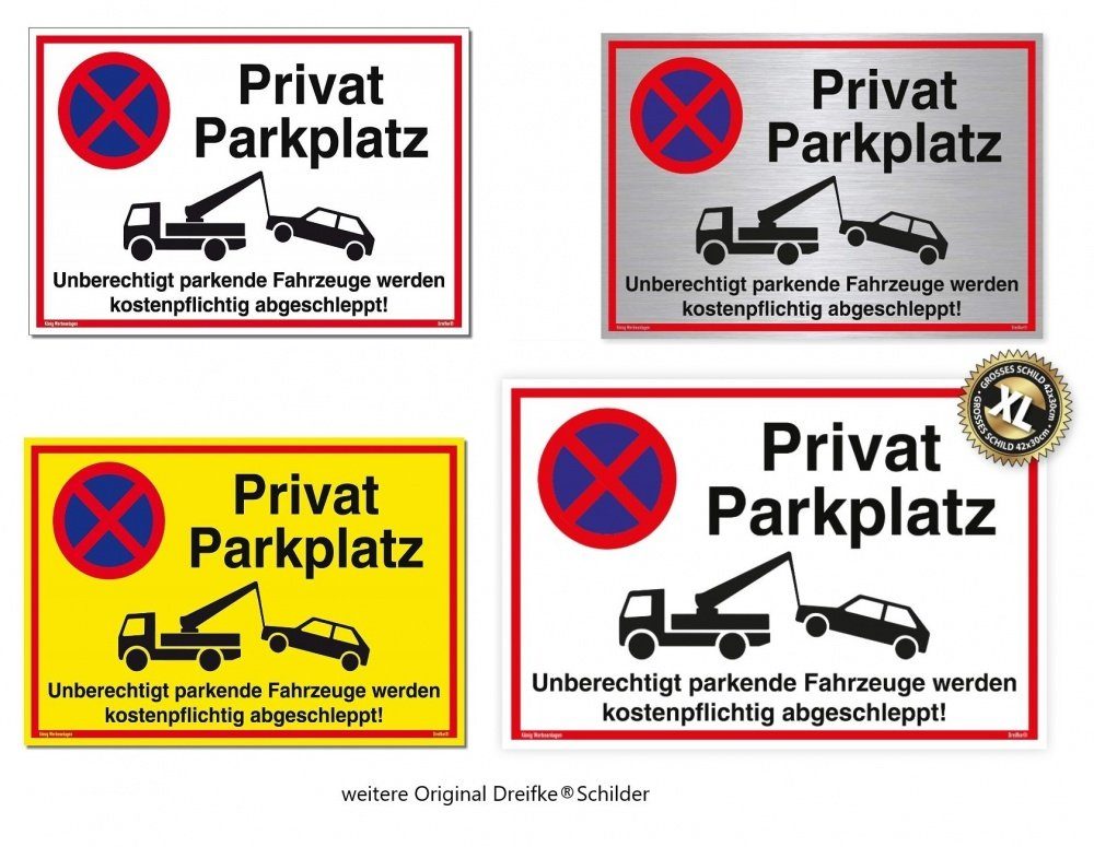 Thumbnail - König Werbeanlagen Hinweisschild Schild Privatparkplatz weiß, stabiles Alu-Schild mit UV-Schutz 30 x 20 cm