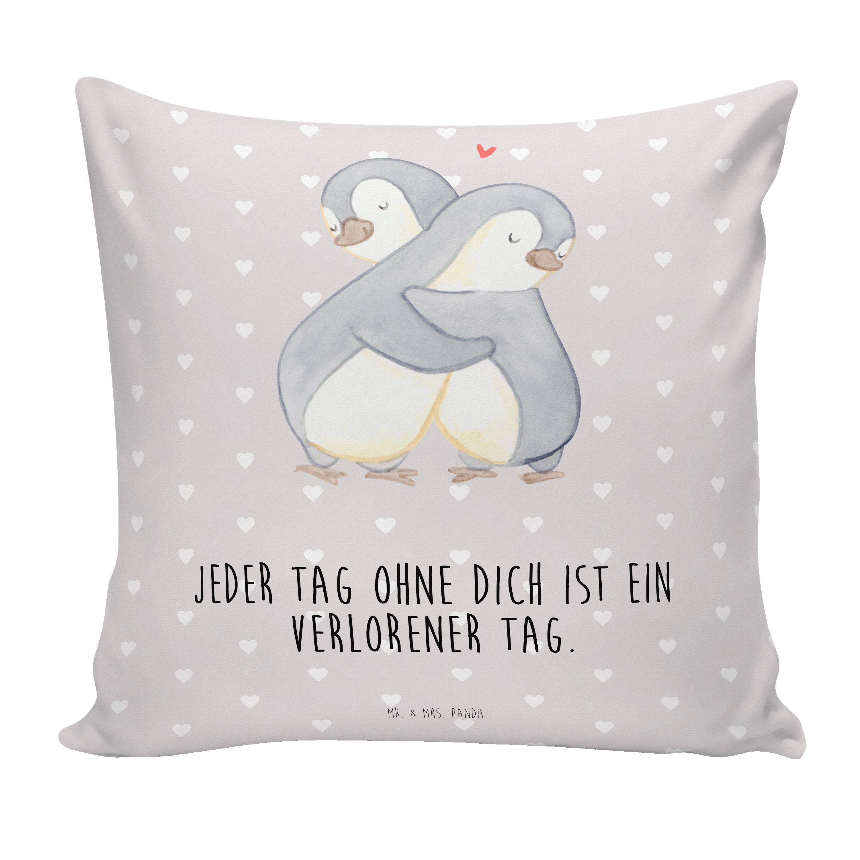 Mr. & Mrs. Panda Dekokissen Pinguine Kuscheln - Grau Pastell - Geschenk, Heiraten, Hochzeitstag
