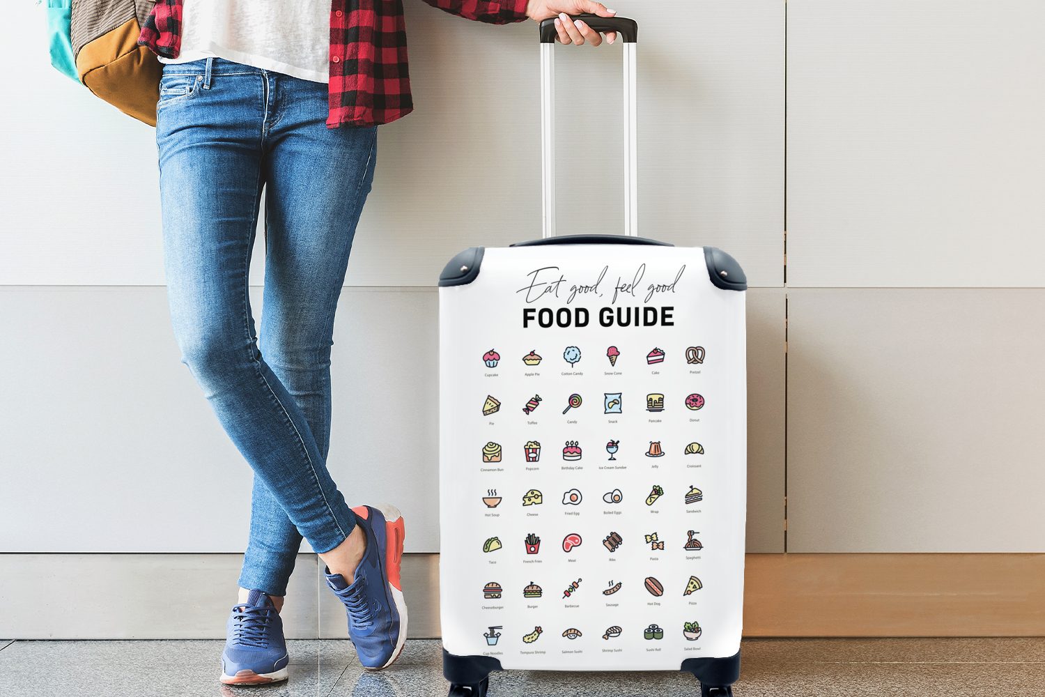 Küche Handgepäckkoffer mit - Handgepäck Trolley, 4 Rollen, Ferien, rollen, Reisekoffer Lebensmittel, Reisetasche für MuchoWow