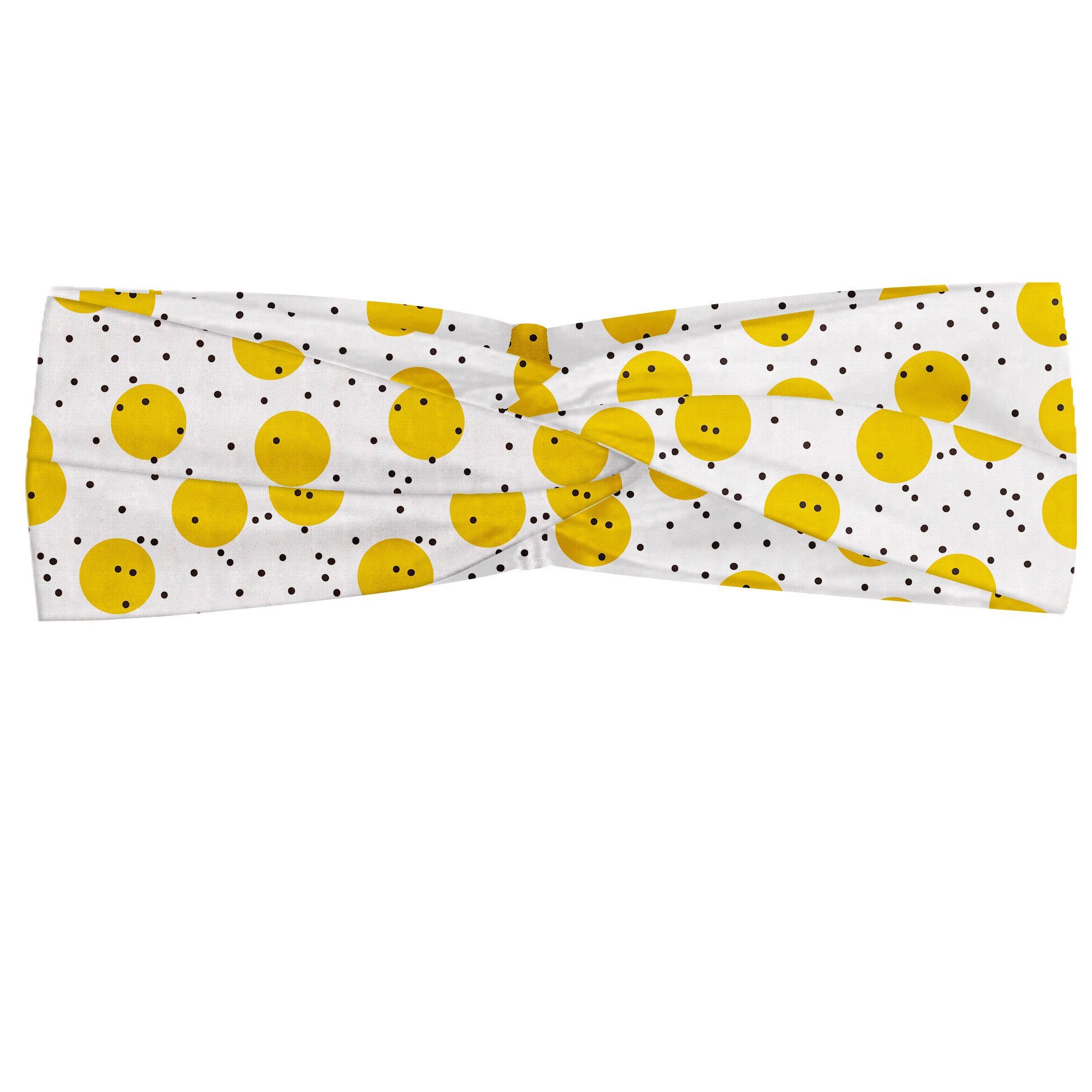 Abakuhaus Stirnband Elastisch und Angenehme alltags accessories Gelb und Weiß große Kreise