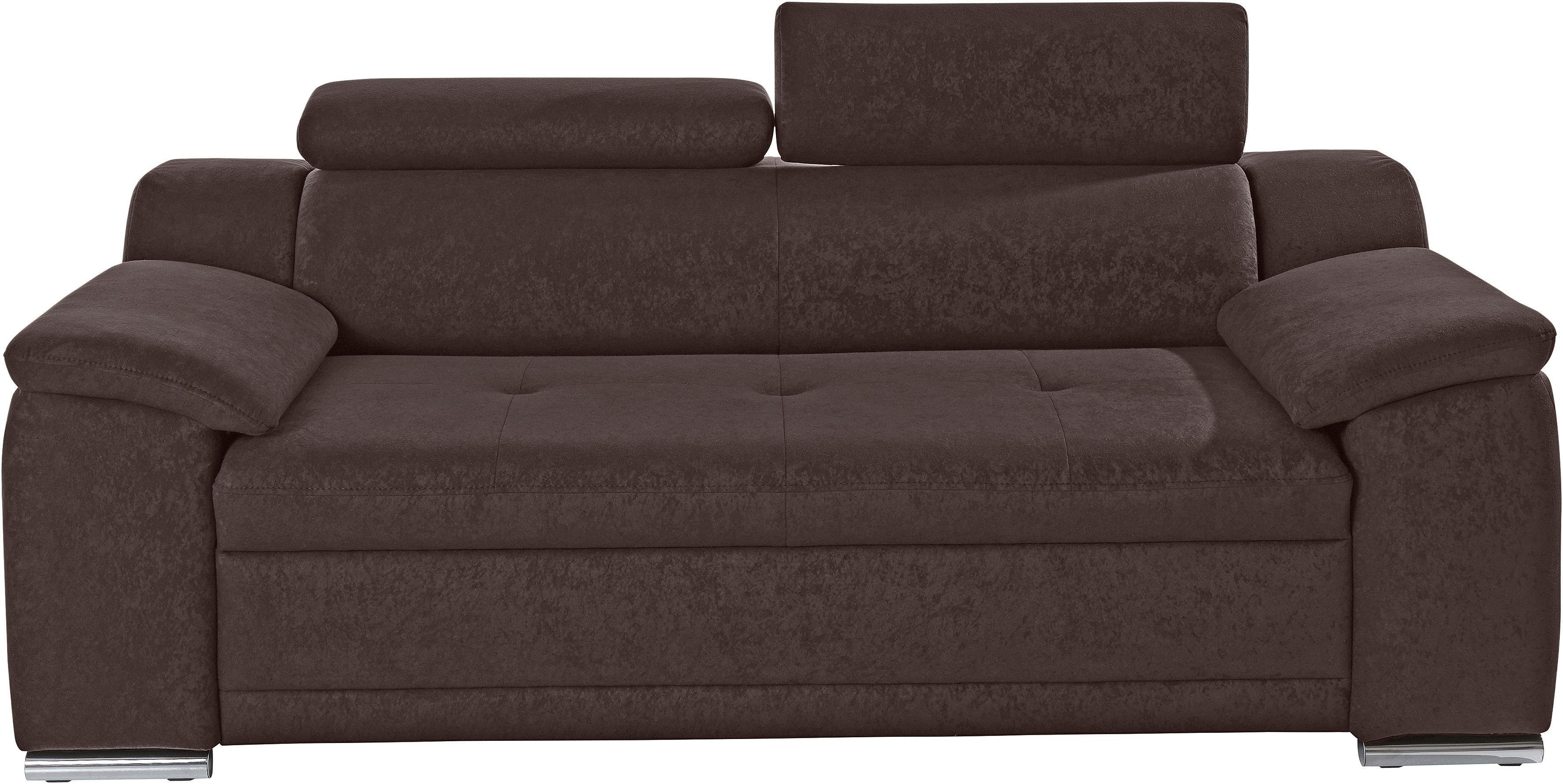 sit&more 3-Sitzer Andiamo, B: 200 cm, Kopfteilverstellung, Wellenunterfederung, Komfortable Sitzhöhe 43 cm, frei im Raum stellbar, modernes Design
