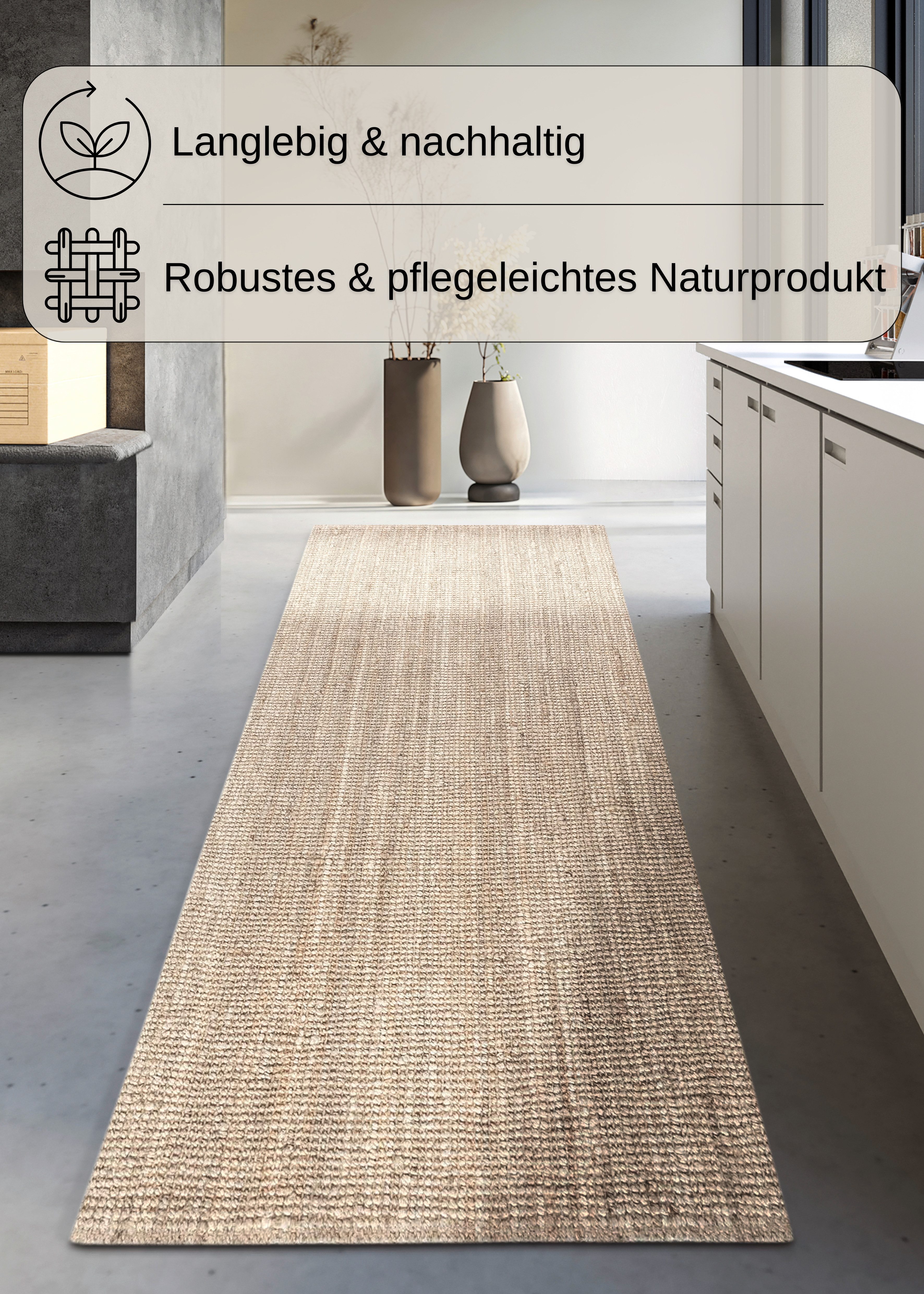 OTTO home Teppich Avot Juteteppich, rechteckig, Höhe: 10 mm, 100% Jutefaser, Läufer, Esszimmer, Wohnzimmer, Skandi – Bild 2 von 4