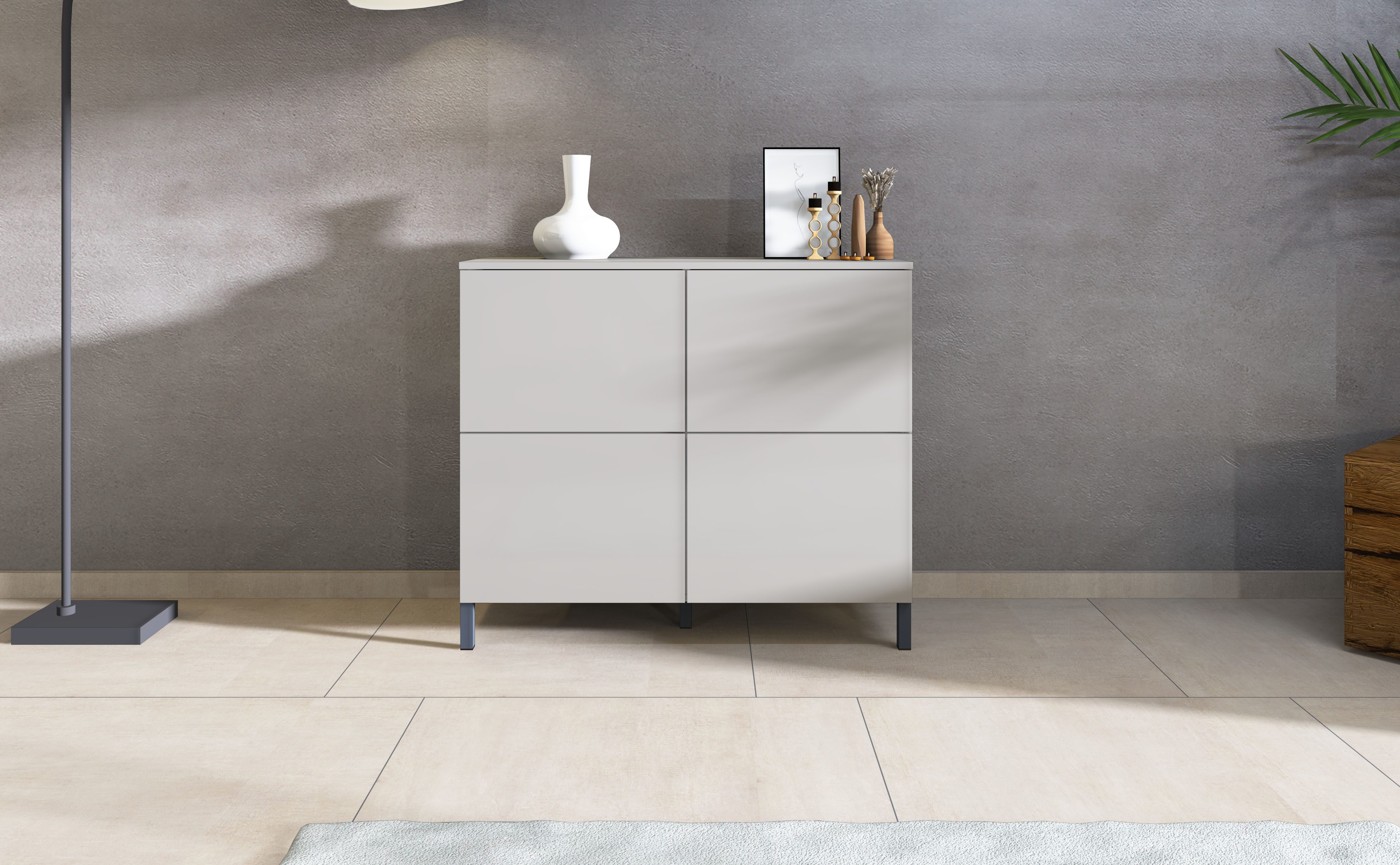 borchardt Möbel Kommode Haama, Sideboard mit Metallfüßen, Push-to-open-Technik, Breite 93 cm, Drucköffner (Push-To-Open), höhenverstellbarer Einlegeboden