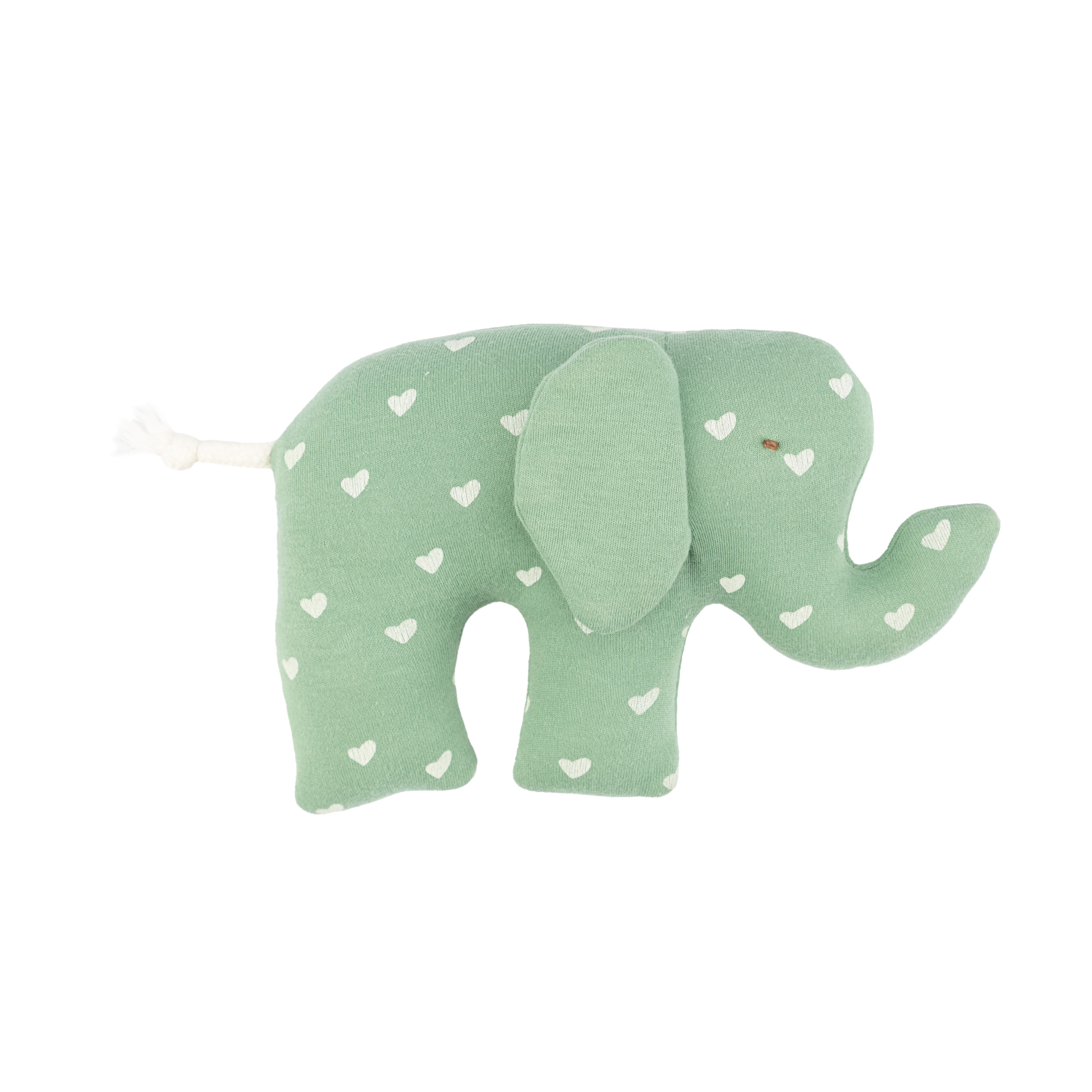 El Puente Kuscheltier Stofftier Elefant aus Bio-Baumwolle in Grün, Handmade, Handmade