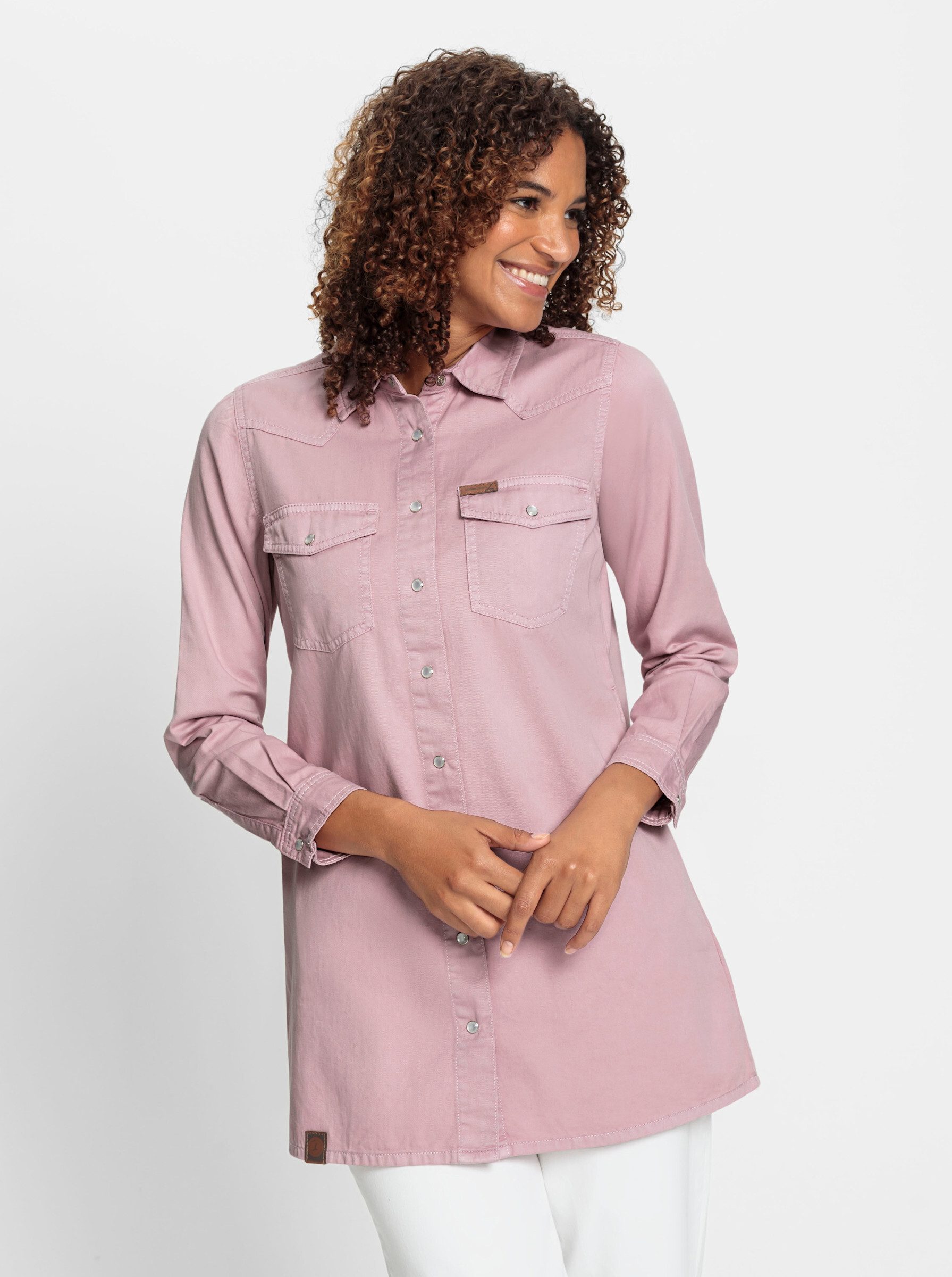 Witt Klassische Bluse Jeans-Longbluse Langarm