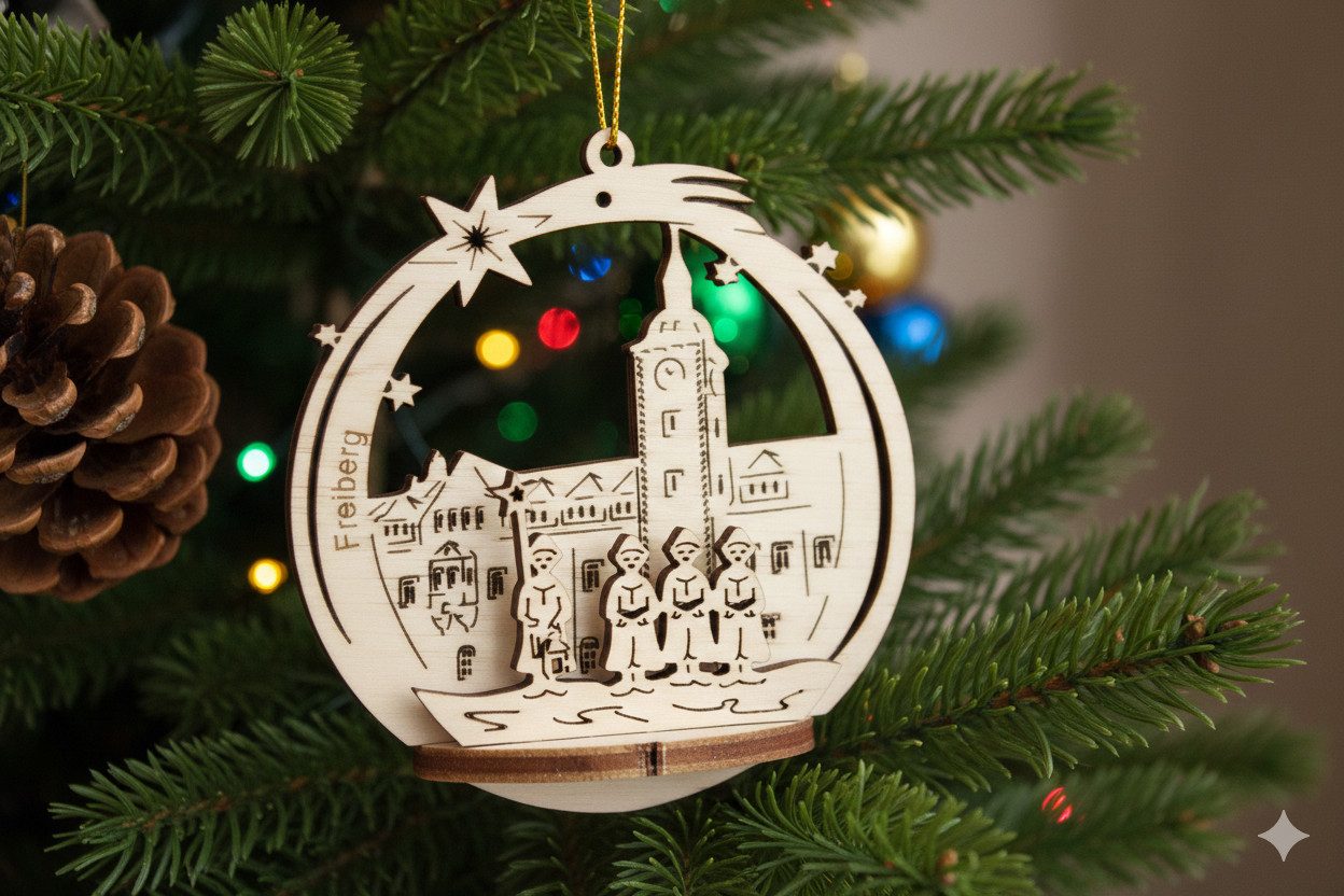 DeColibri Christbaumschmuck Weihnachtsbaumschmuck Holz Freiberg Dom 3D, Baumbehang - Holzkunst, Holzkunst aus Sachsen