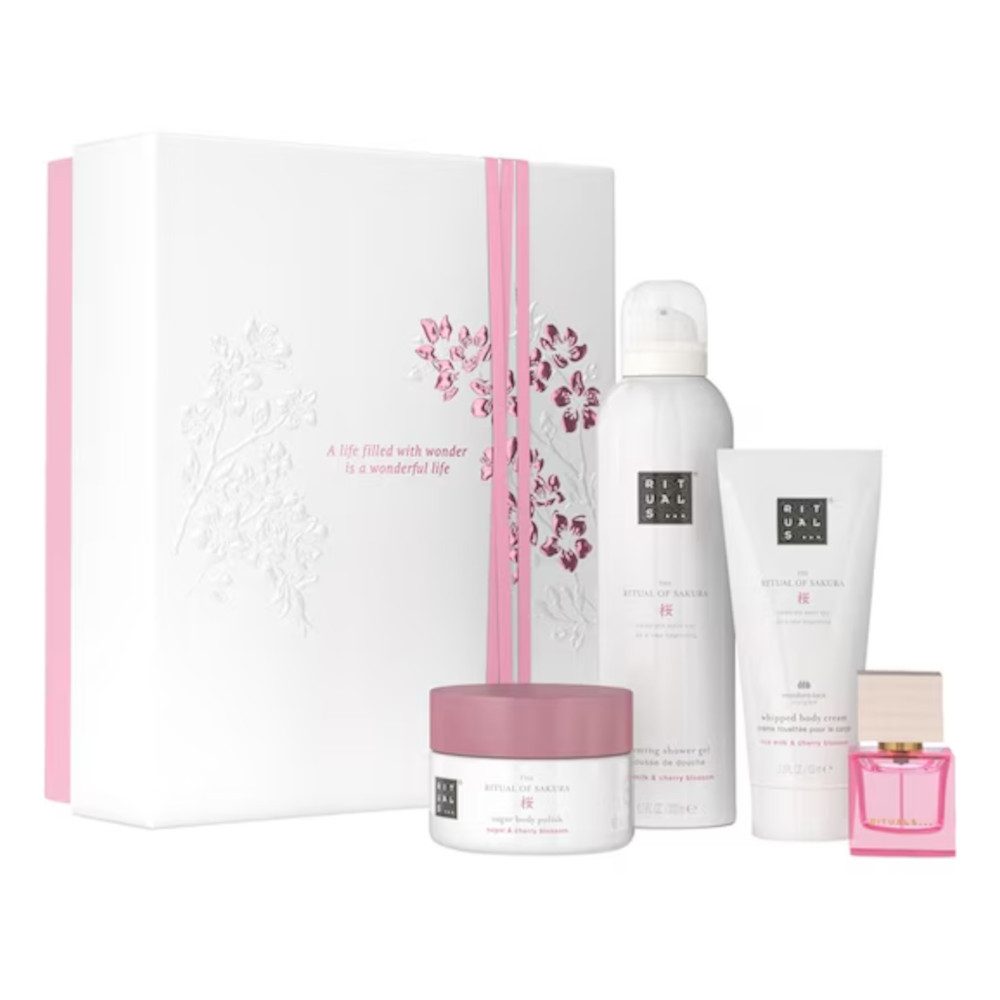 Rituals Pflege-Geschenkset Rituals von of Sakura 4 tlg: Creme, Peeling, Duschschaum, Duftkerze
