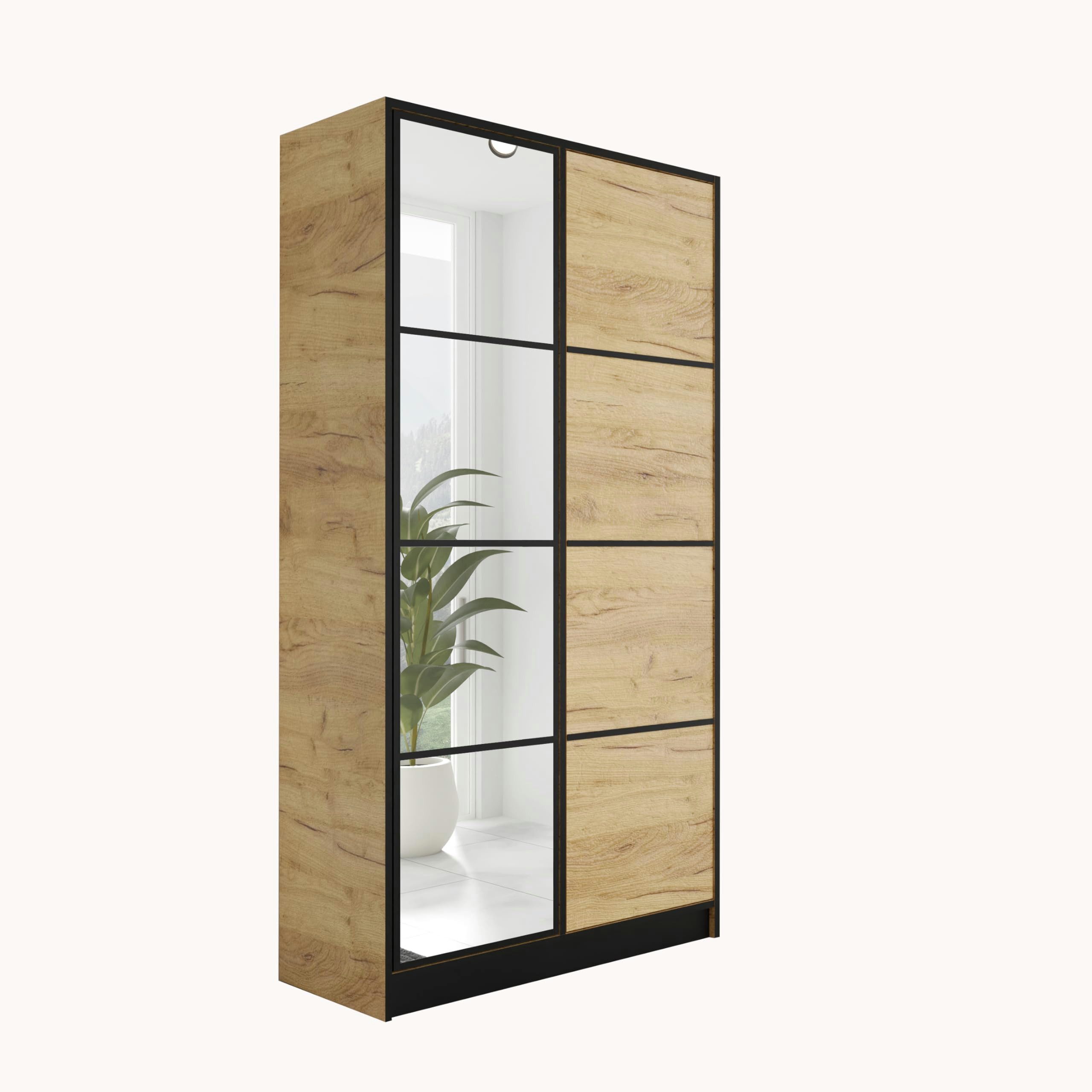 KIER FURNITURE Drehtürenschrank Kleiderschrank EDEN - 104.8 x 205 x 39 cm - Craft Eiche