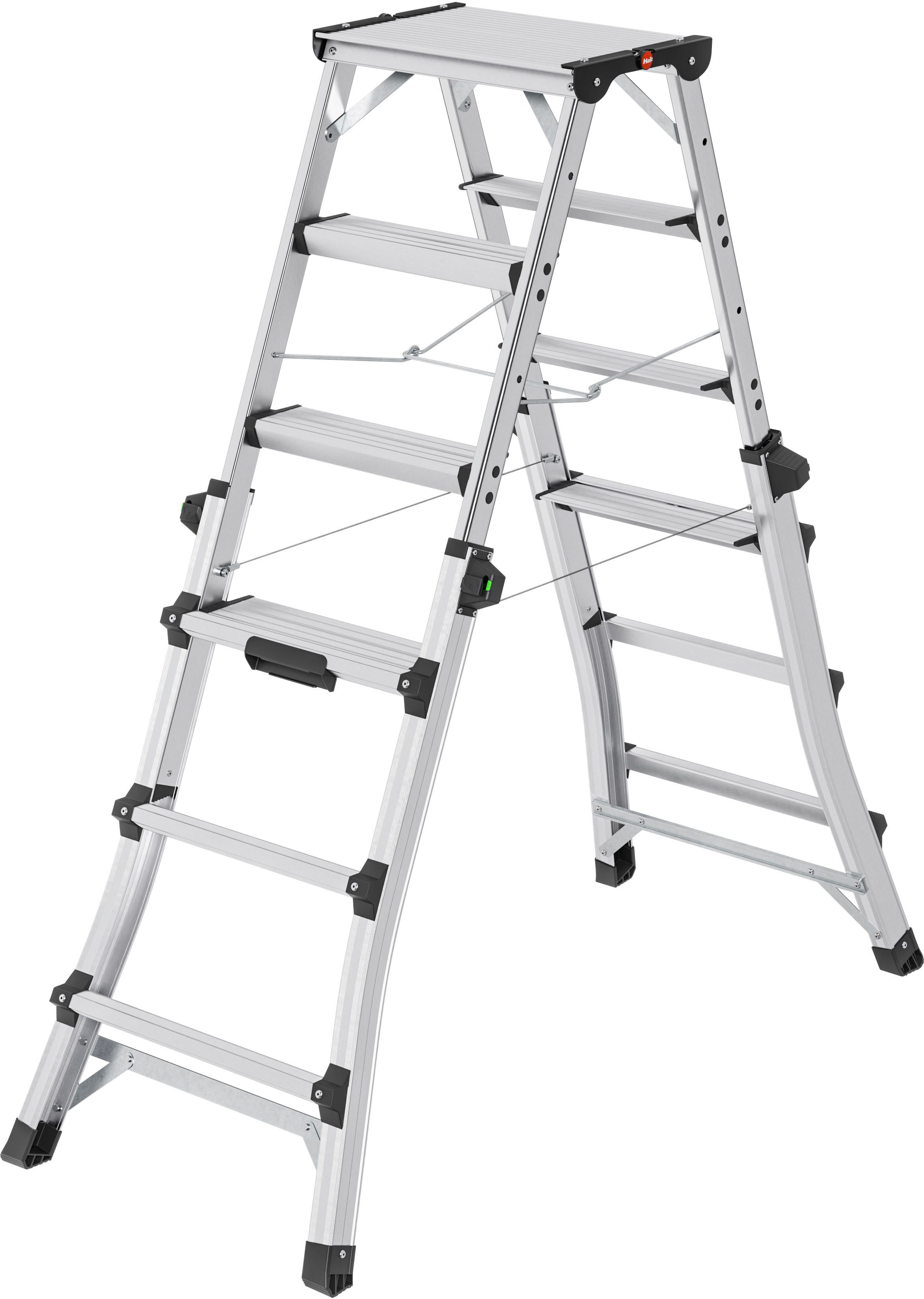 Hailo Teleskopleiter D100 TL TopLine, Alu-Teleskop-Doppelstufenleiter mit flexibler Arbeitshöhe