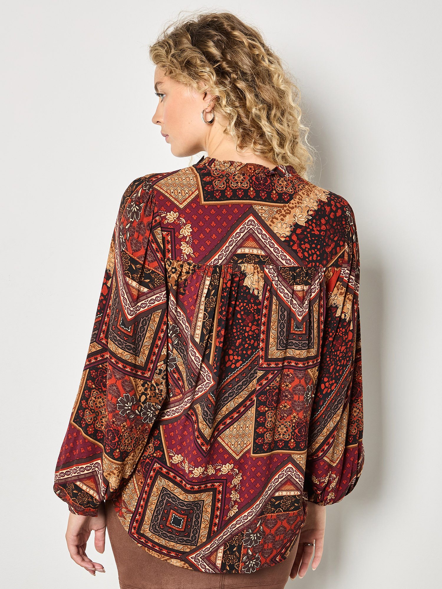 Apricot Klassische Bluse Bluse mit Patchwork-Muster