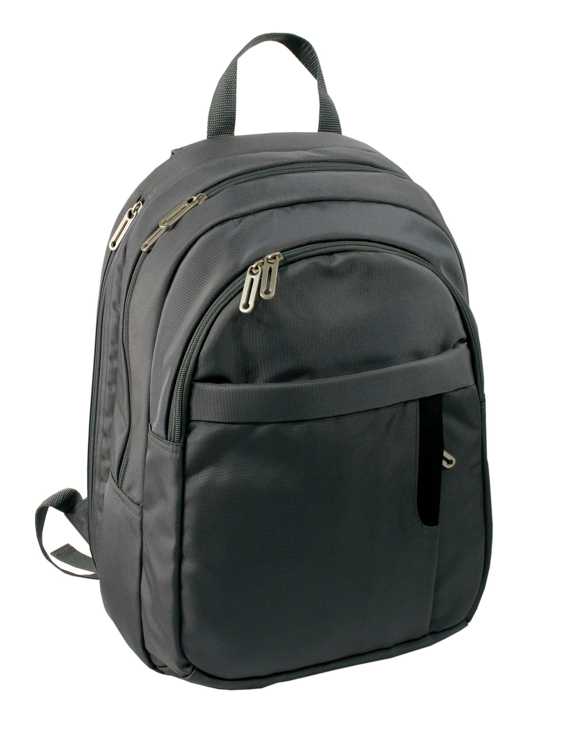 PASO Rucksack grau mit Laptopfach Schulrucksack