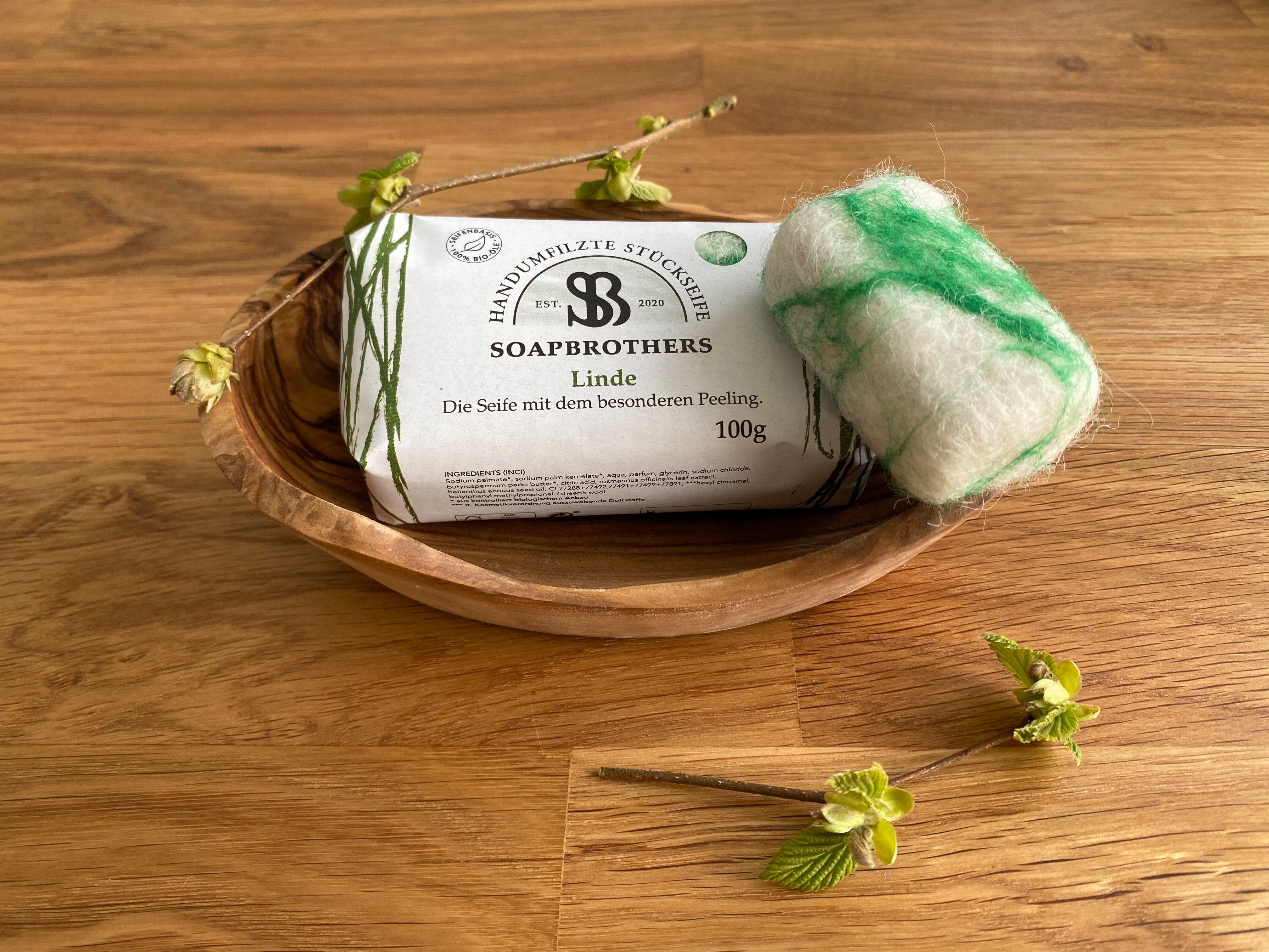 Soapbrothers Handseife Naturkosmetik, Bio-Seife, Handseife in 8 Duftsorten mit Peeling-Effekt, 1-tlg., Filzseife, Naturkosmetik