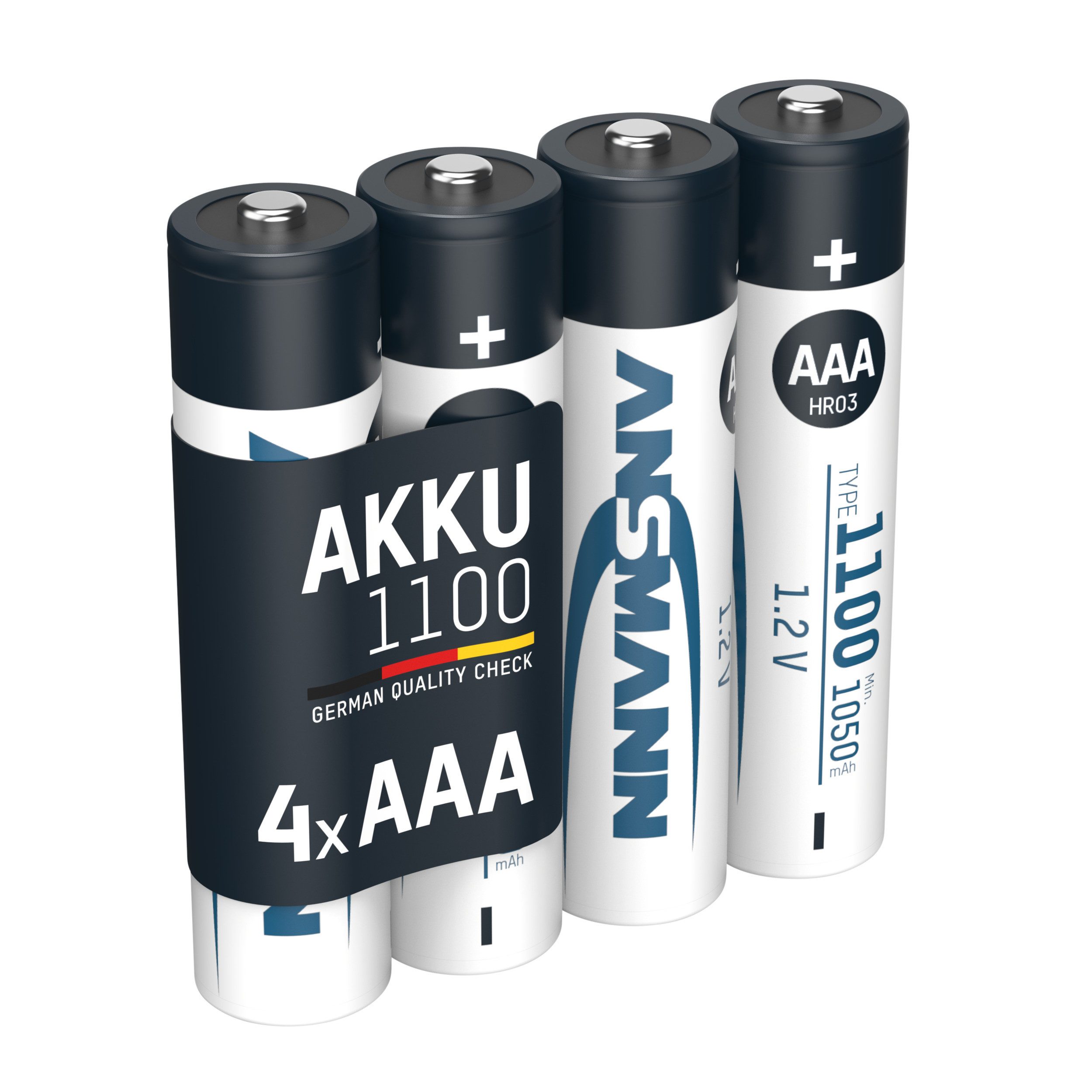 ANSMANN AG Akku AAA, 4 Stück, 1050 mAh 1,2V NiMH Akku 1100 mAh (1.2 V)