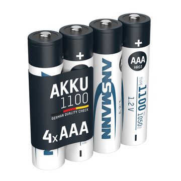 ANSMANN AG Akku AAA, 4 Stück, 1050 mAh 1,2V NiMH Akku 1100 mAh (1.2 V)