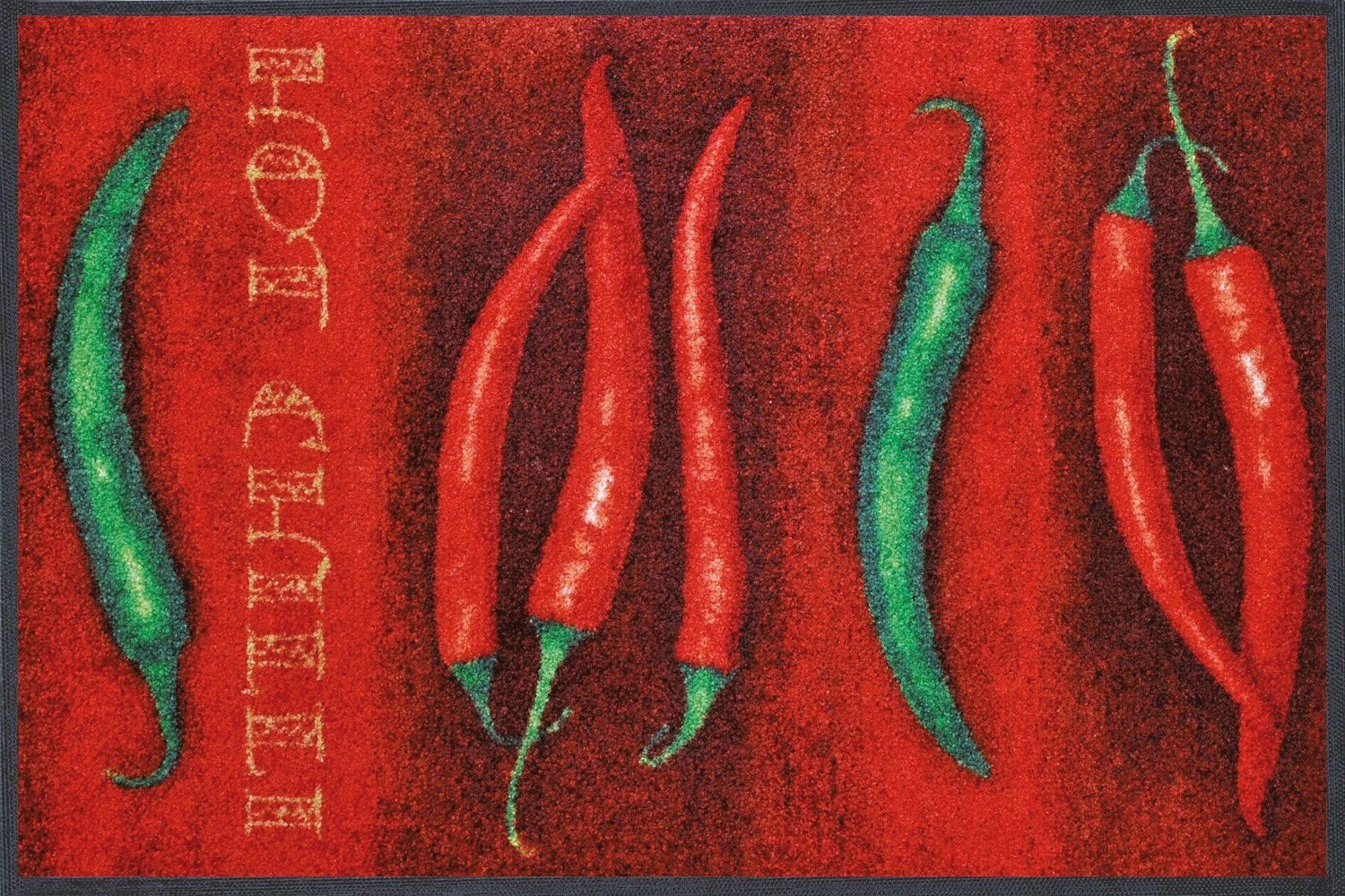 Fußmatte Hot Chili, wash+dry by Kleen-Tex, rechteckig, Höhe: 7 mm, Schmutzfangmatte, Motiv Chilli, rutschhemmend, waschbar