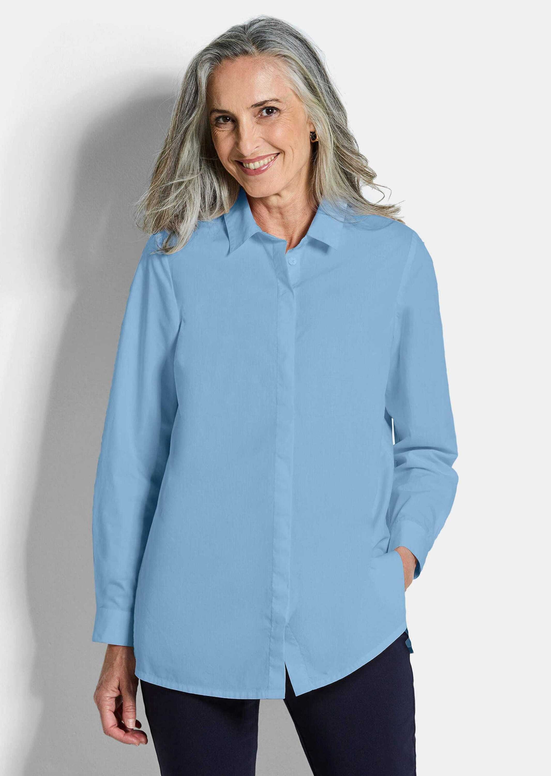 GOLDNER Hemdbluse Baumwollbluse mit Hemdkragen Blusenshirt mit Hemdkragen, Knopfleiste und Langarm