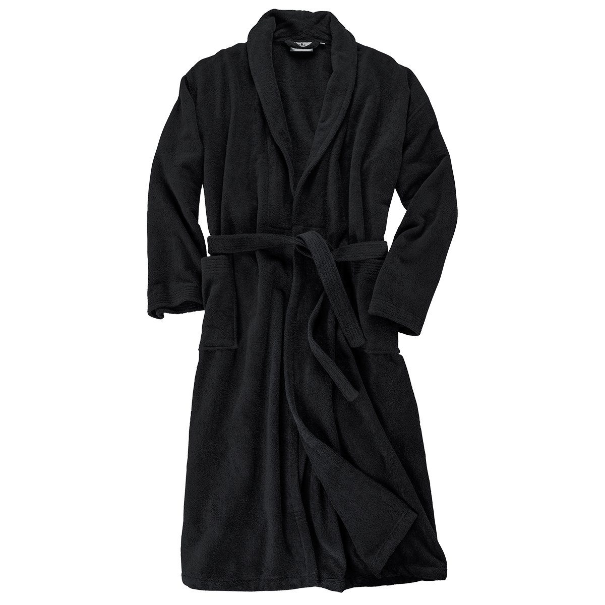 ABRAXAS Herrenbademantel Übergröße Abraxas Bademantel Walkfrottier schwarz, Baumwolle, Schalkragen
