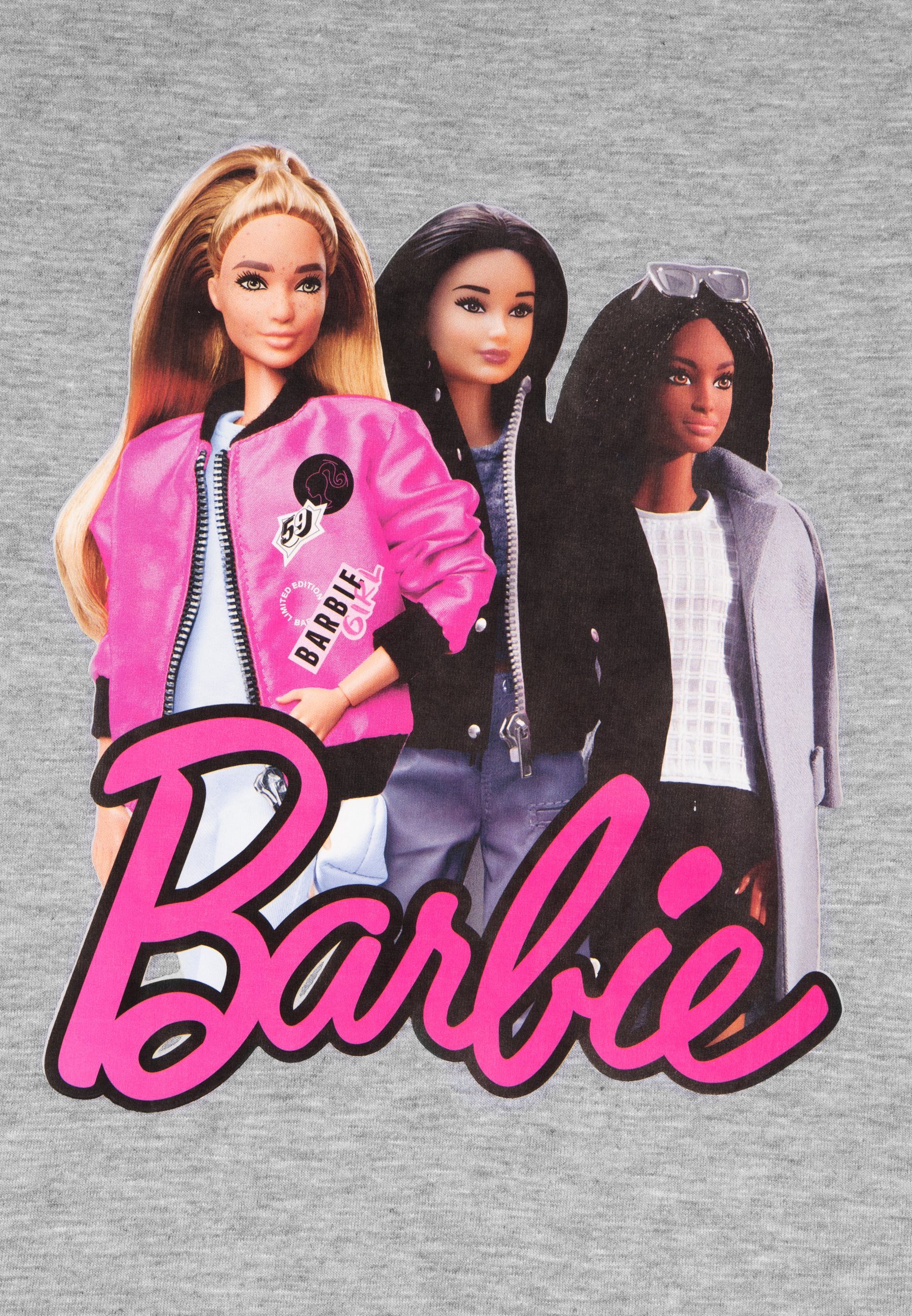 T-Shirt kurzärmlig Oberteil United T-Shirt Pack Labels® Barbie Schwarz/Grau 2er Mädchen