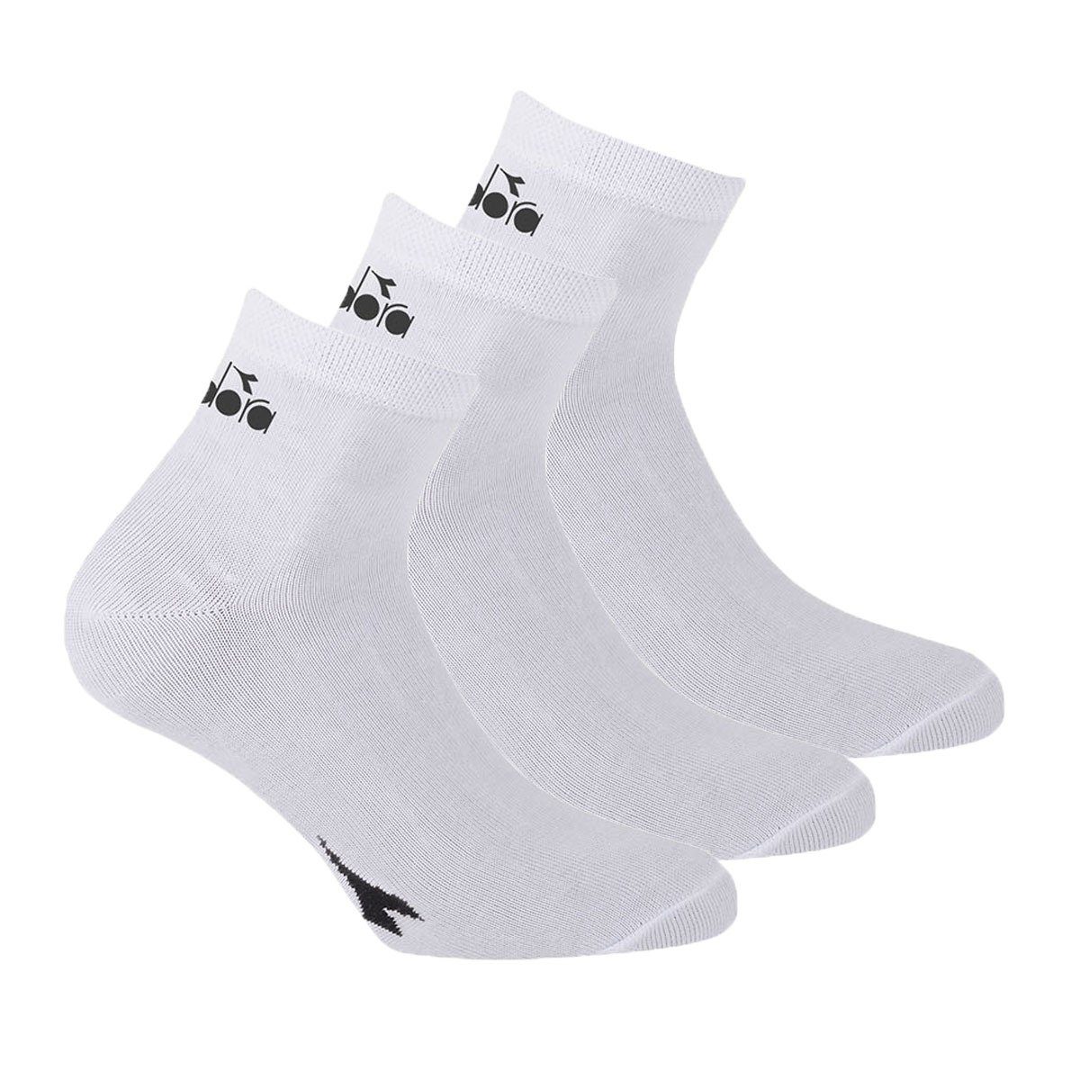 Diadora Sneakersocken Unisex Socken - 3er Pack, Quarter, Logo Weiß