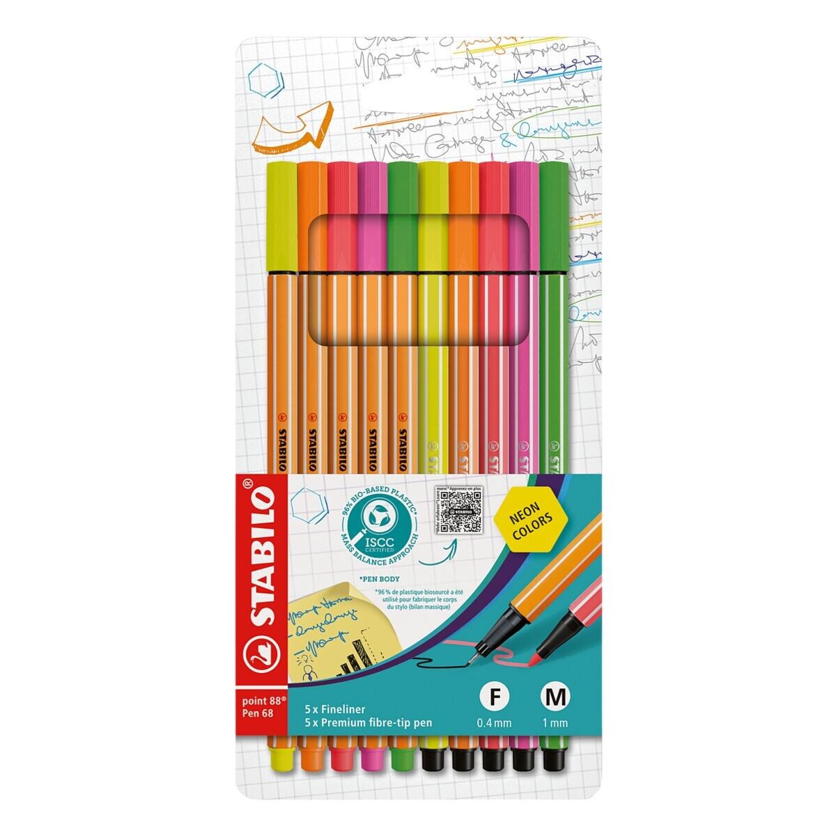 STABILO Fineliner point 88® neon/Pen 68, (10-tlg), in Neonfarben