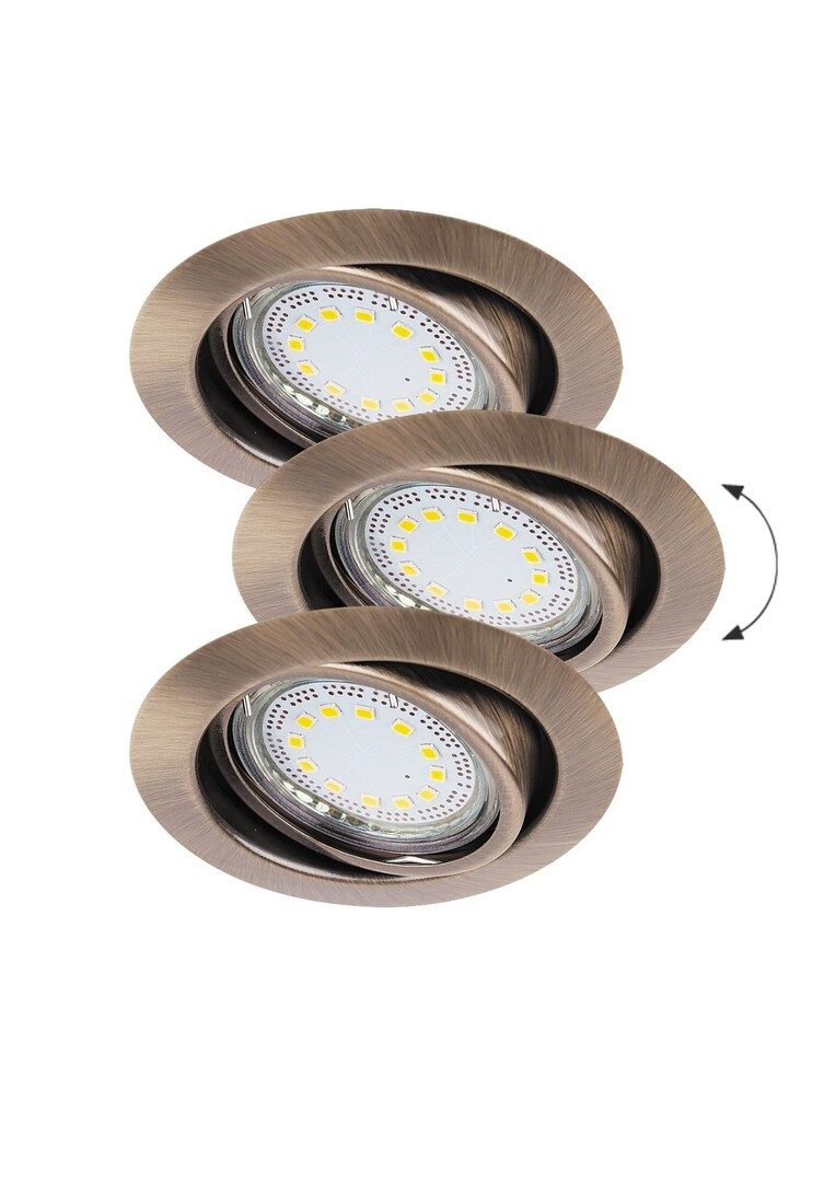 Rabalux LED Deckenspots "Lite" 3-flammig, Metall, bronze, rund, 3W, GU10, warmweiß, 240lm, warmweiß
