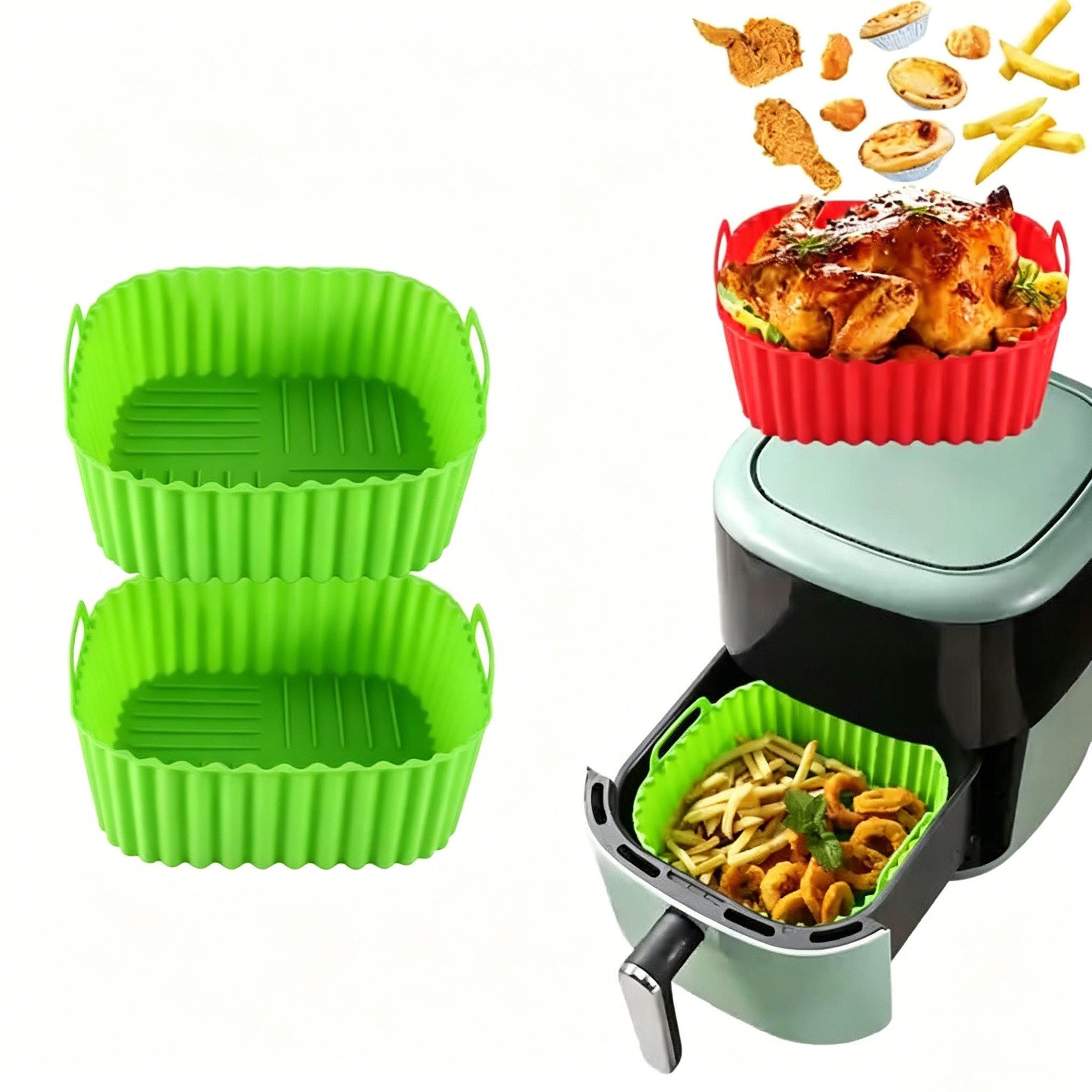 Agger Silikonform Silikon-Backformen für Heißluftfritteuse, 2er-Set, Hitzebeständige Airfryer-Backformen für Küche & Backen