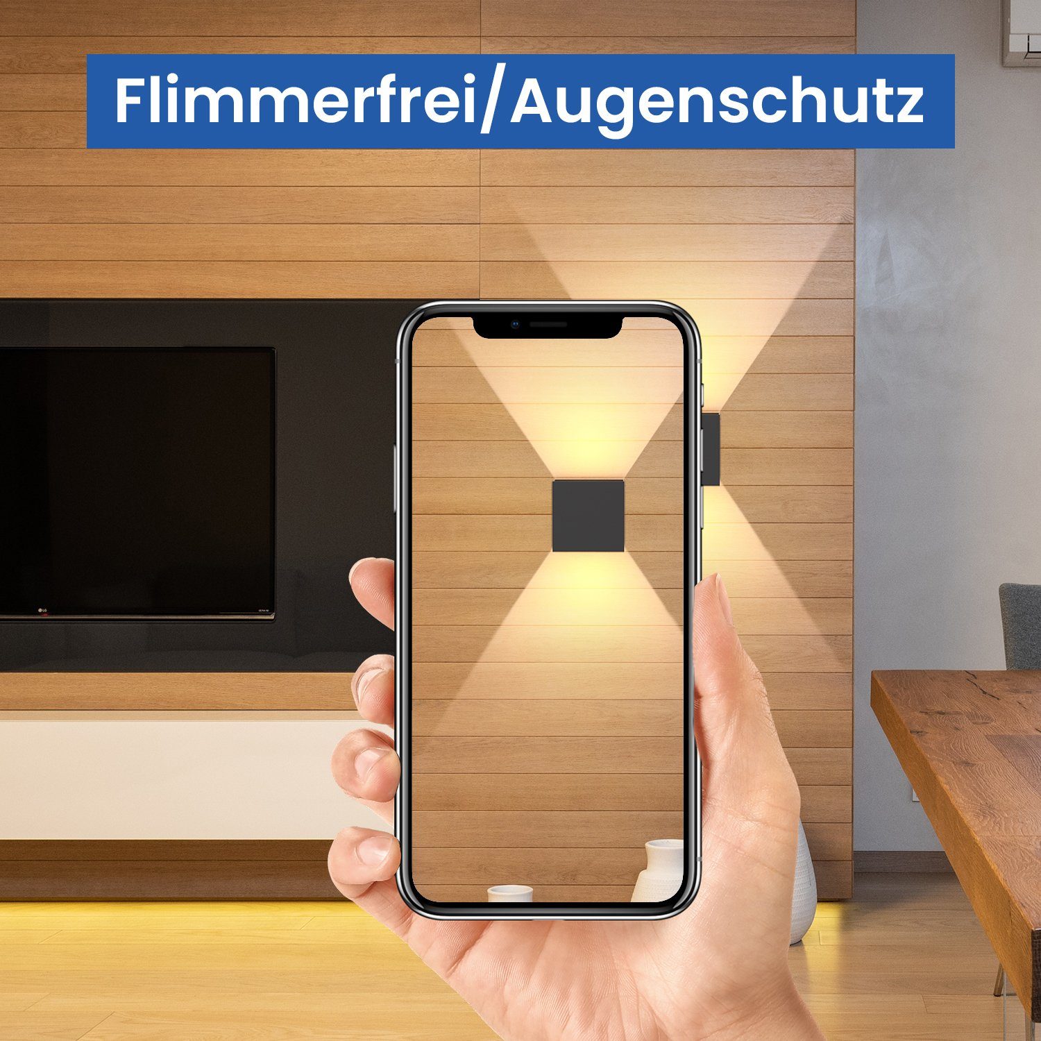 Schlafzimmer Wandleuchte Warmweiß, Up und 5W für Nettlife Strahl Wohnzimmer Wasserdicht Flure Außenbereiche, integriert, Badezimmer staubdicht, Down IP65, LED fest Wandlampe Led Schwarz