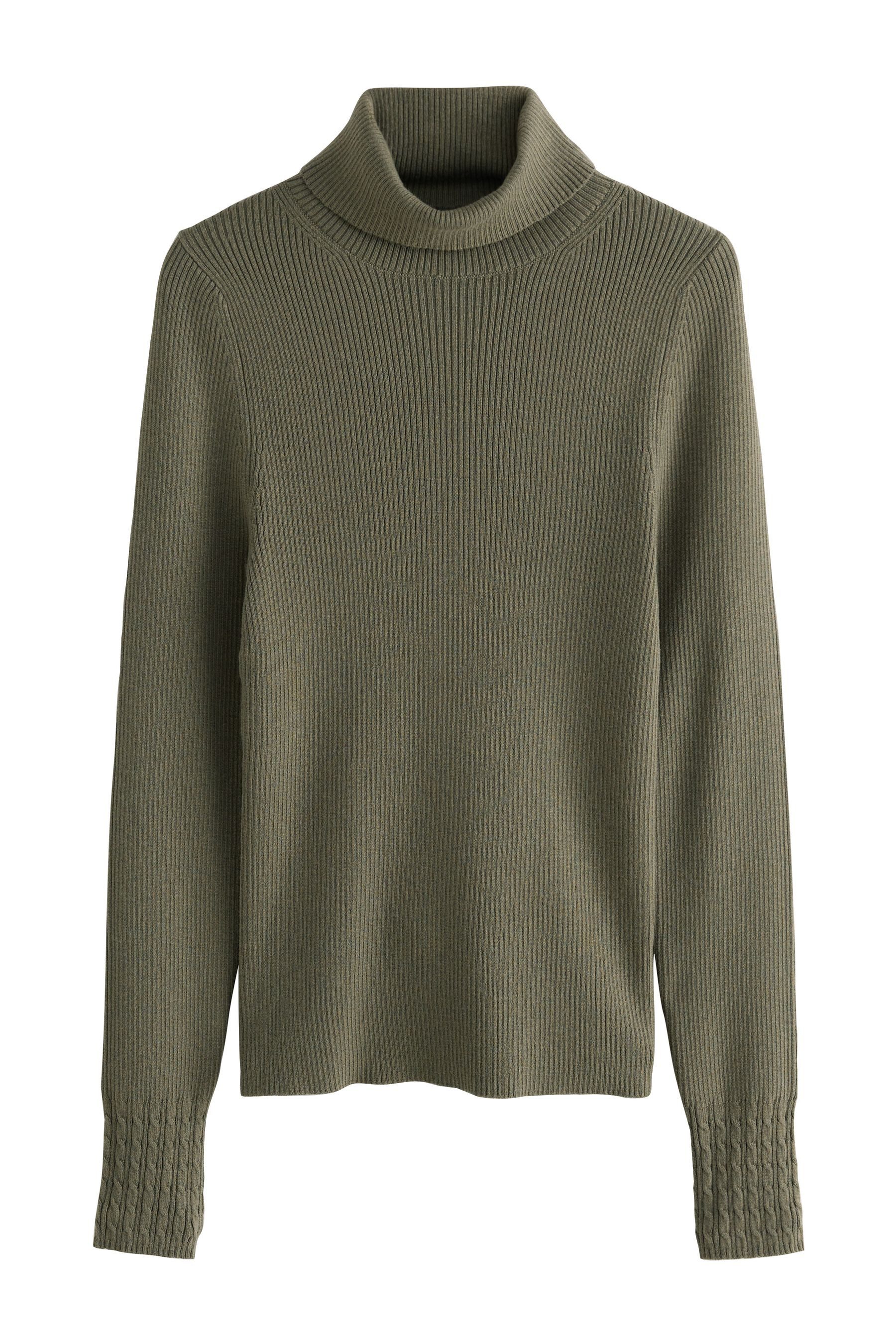 Next Strickpullover Gerippter Rollkragenpullover mit Wollanteil (1-tlg) günstig online kaufen