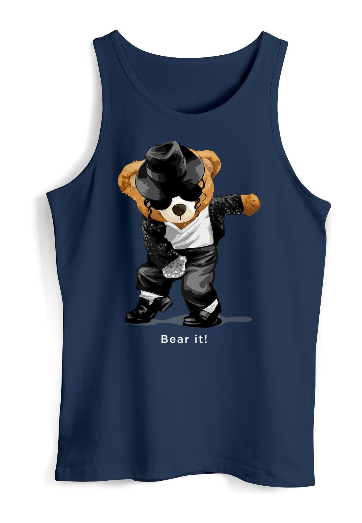 Neverless Tanktop Herren Tank-Top Shirt Jackson Bear Parodie Bear it! Teddy Bär Musik mit Print
