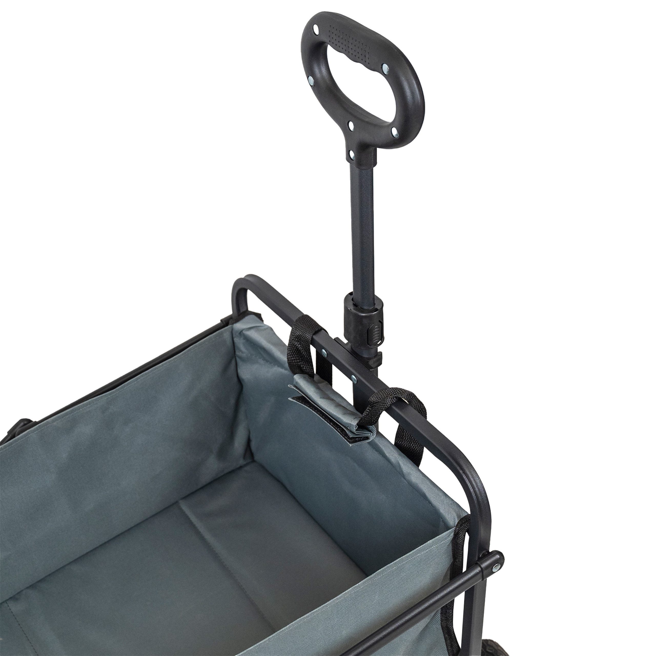IC Gardenworld Bollerwagen Bollerwagen faltbar grau mit Bremsen, stabiler Transportwagen, bis 80 kg Tragkraft, Handkarre mit Teleskopgriff, klappbar – Bild 4 von 5