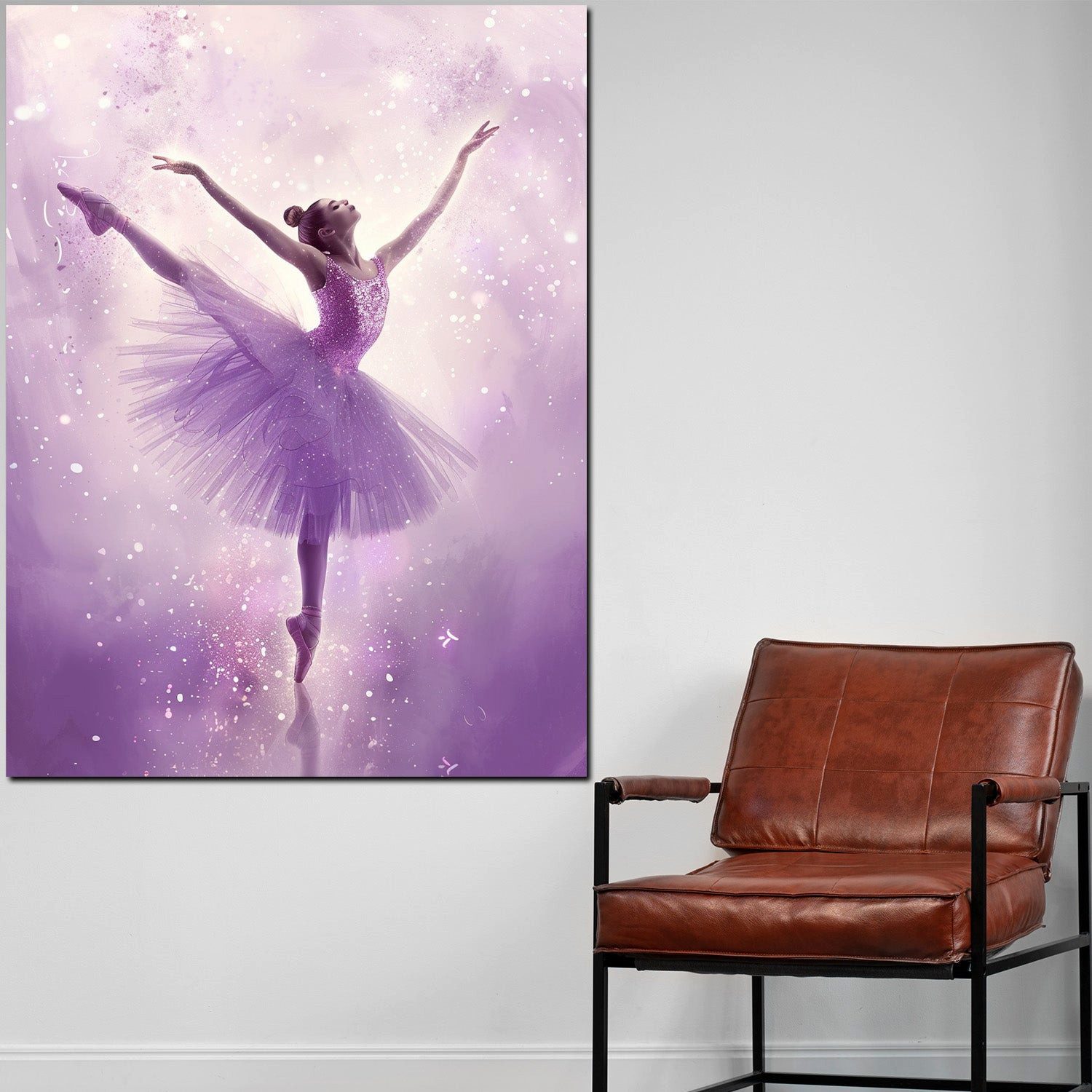 Artedinoi Leinwandbild Ballerina zartes Violett Flieder Leinwandbild Wandbild XXL Deko, Ballerina in Violett