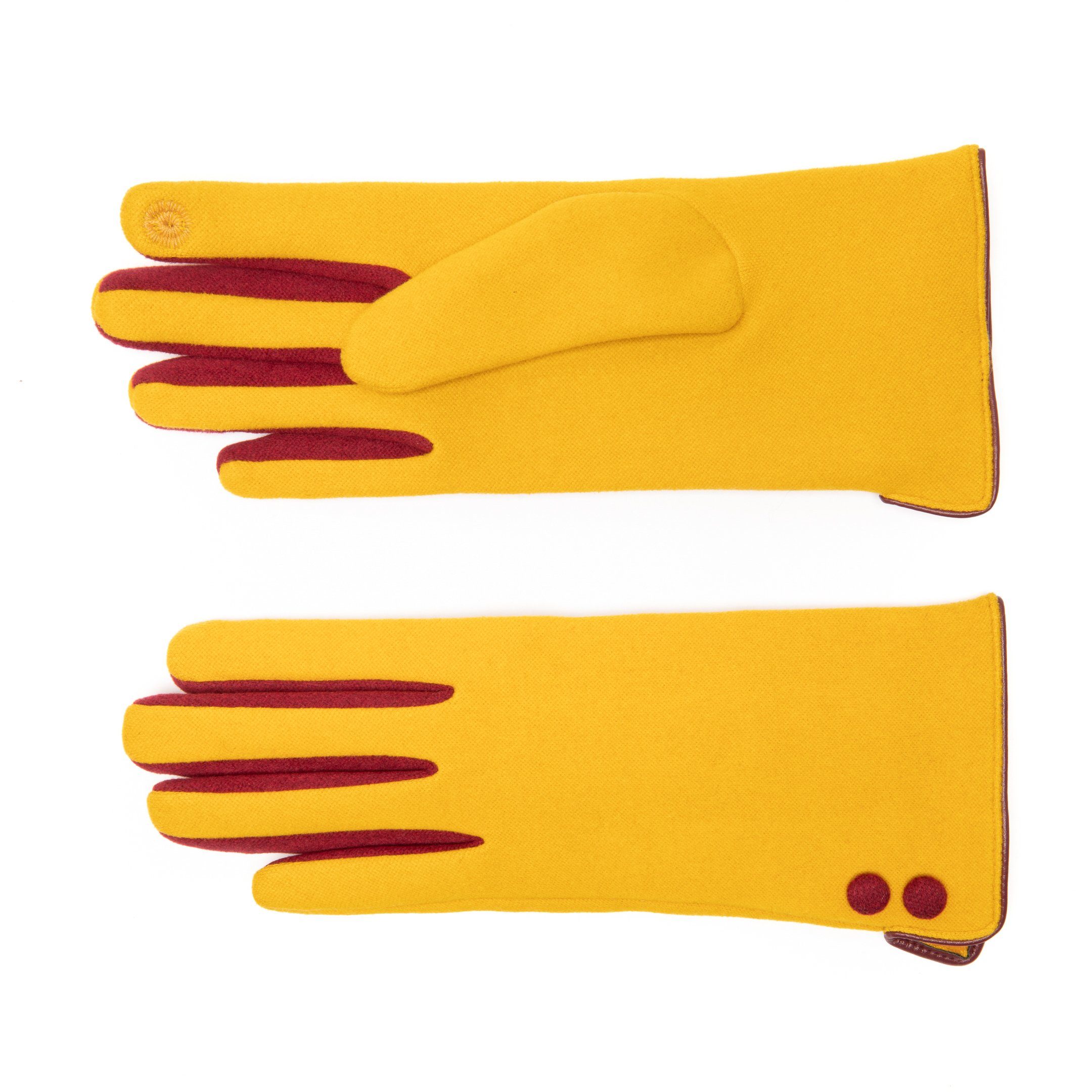 EEM Damen-6045 Strickhandschuhe gelb-weinrot