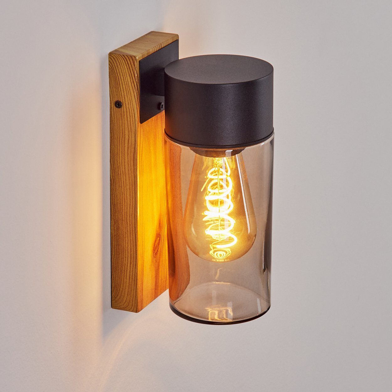 ohne hofstein Leuchtmittel Schwarz/Holzoptik/Braun/Rauchfarben, »Ronchena« Außenlampe in Außen-Wandleuchte moderne