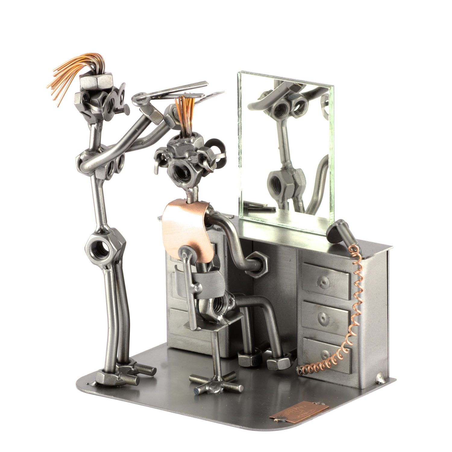Steelman24 Dekofigur Friseurin mit Spiegel