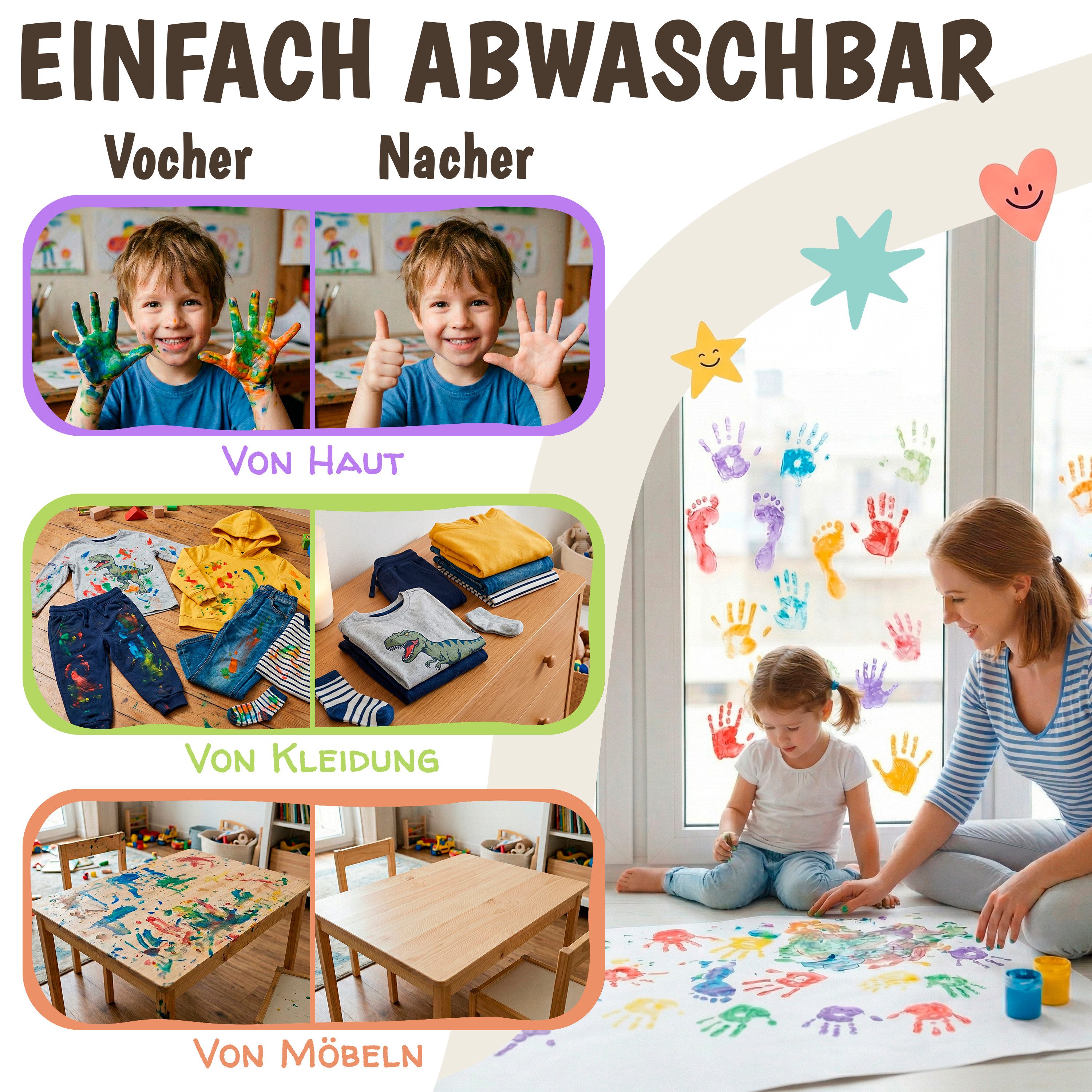 7 Artists Fingerfarbe Fingerfarben Kinder Set 6x60ml, Fingermalfarben Für Kinder