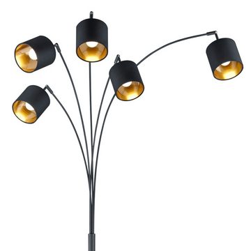 etc-shop LED Stehlampe, Leuchtmittel inklusive, Warmweiß, Textil Steh Lampe SCHWARZ GOLD Wohn Zimmer Spot Leuchte schwenkbar im-