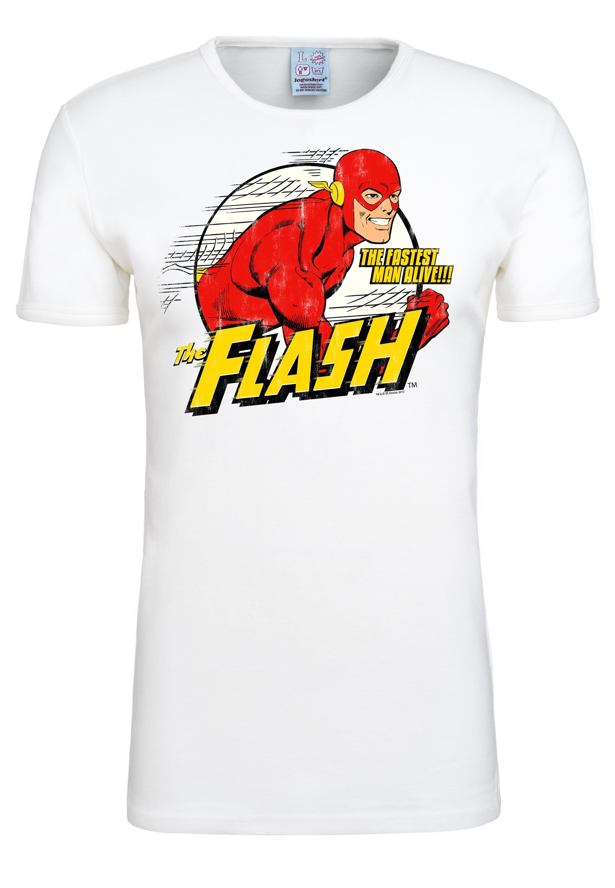 mit Alive Flash-Print T-Shirt Man Fastest altweiß tollem The The LOGOSHIRT