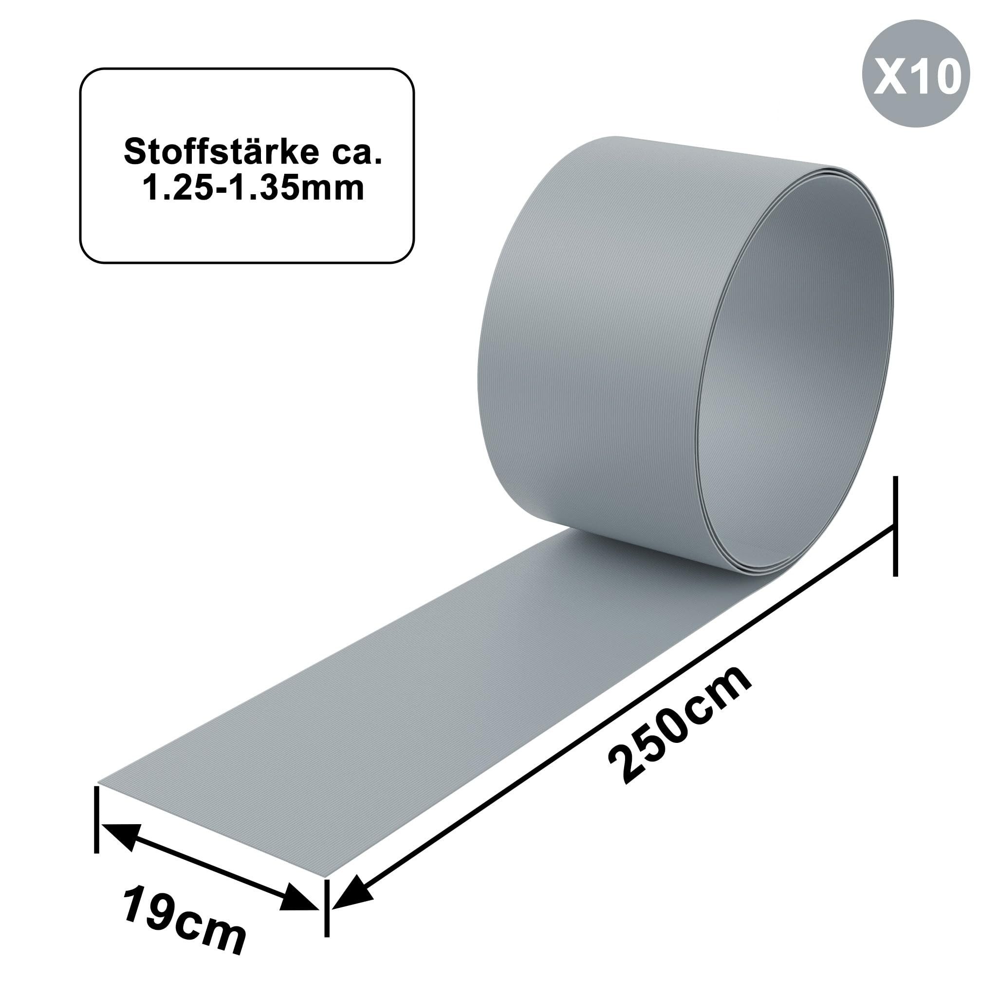 FIVMEN Sichtschutzstreifen Hart PVC 19cm x 2.5m Sichtschutz Zaunfolie Blickdicht, 10 Stück, für Gartenzaun, Balkon Anthrazit/Hellgrau/Grün