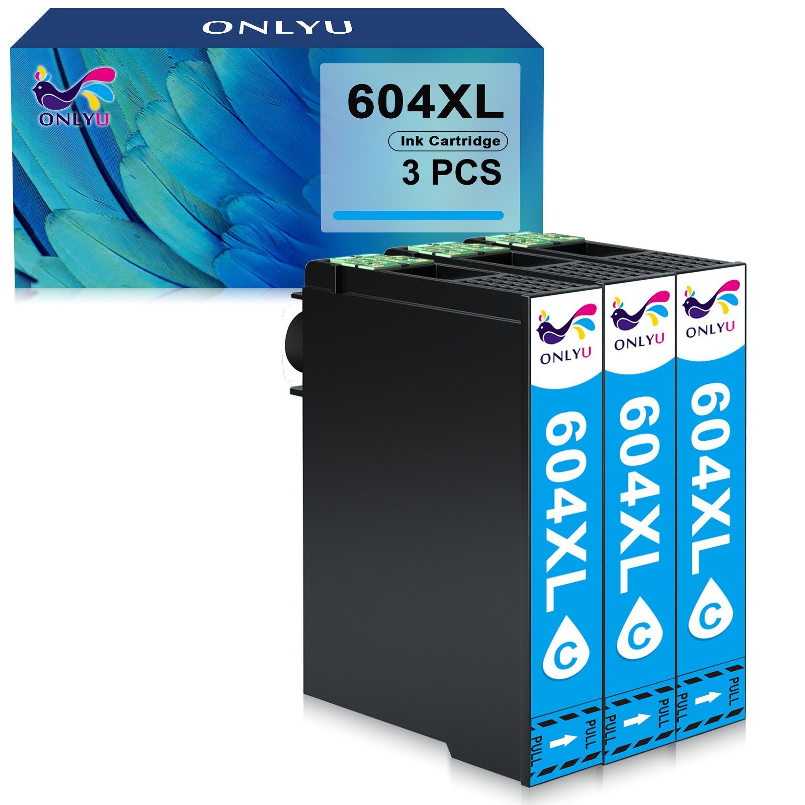 ONLYU 604 Druckerpatronen ersetzt für Epson 604XL Schwarz/Cyan/Magenta/Gelb Tintenpatrone (für Epson WF-2910DWF WF-2930DWF WF-2935DWF WF-2950DWF, XP-2200 XP-2205 XP-3200 XP-3205 XP-4200 XP-4205 XP-4250) 3Cyan