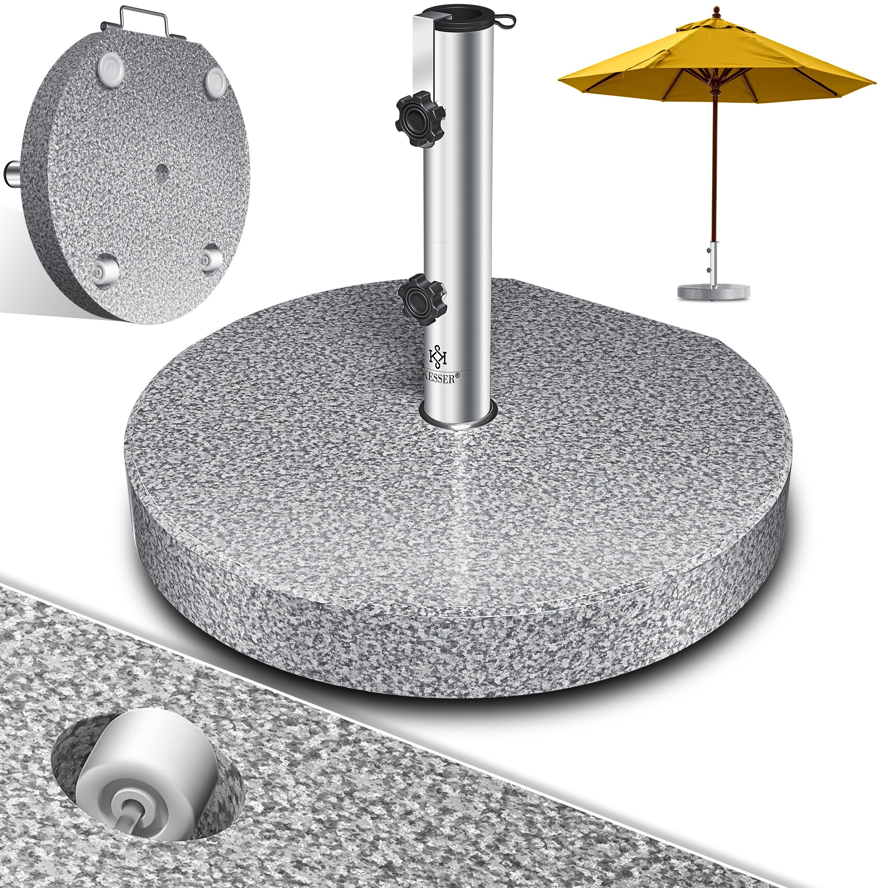 KESSER Kunststoffschirmständer, Granit Sonnenschirmständer mit Edelstahlrohr