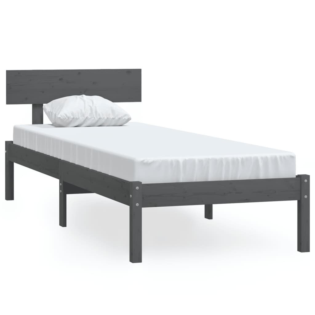 vidaXL Bett Massivholzbett Grau Kiefer 90x190 günstig online kaufen