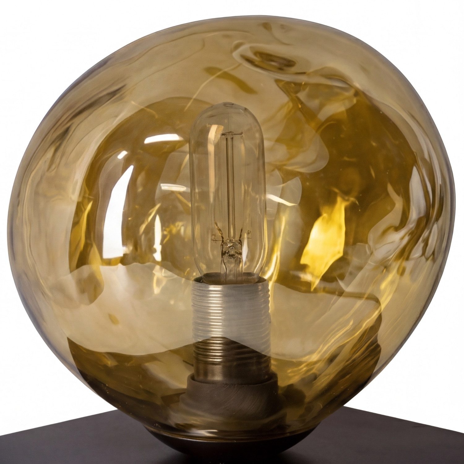 Licht-Erlebnisse Tischleuchte CLONLINA, ohne Leuchtmittel, Glas Gelb verspiegelt E14 17,5 cm Lava-Glas Nachttisch Schlafzimmer
