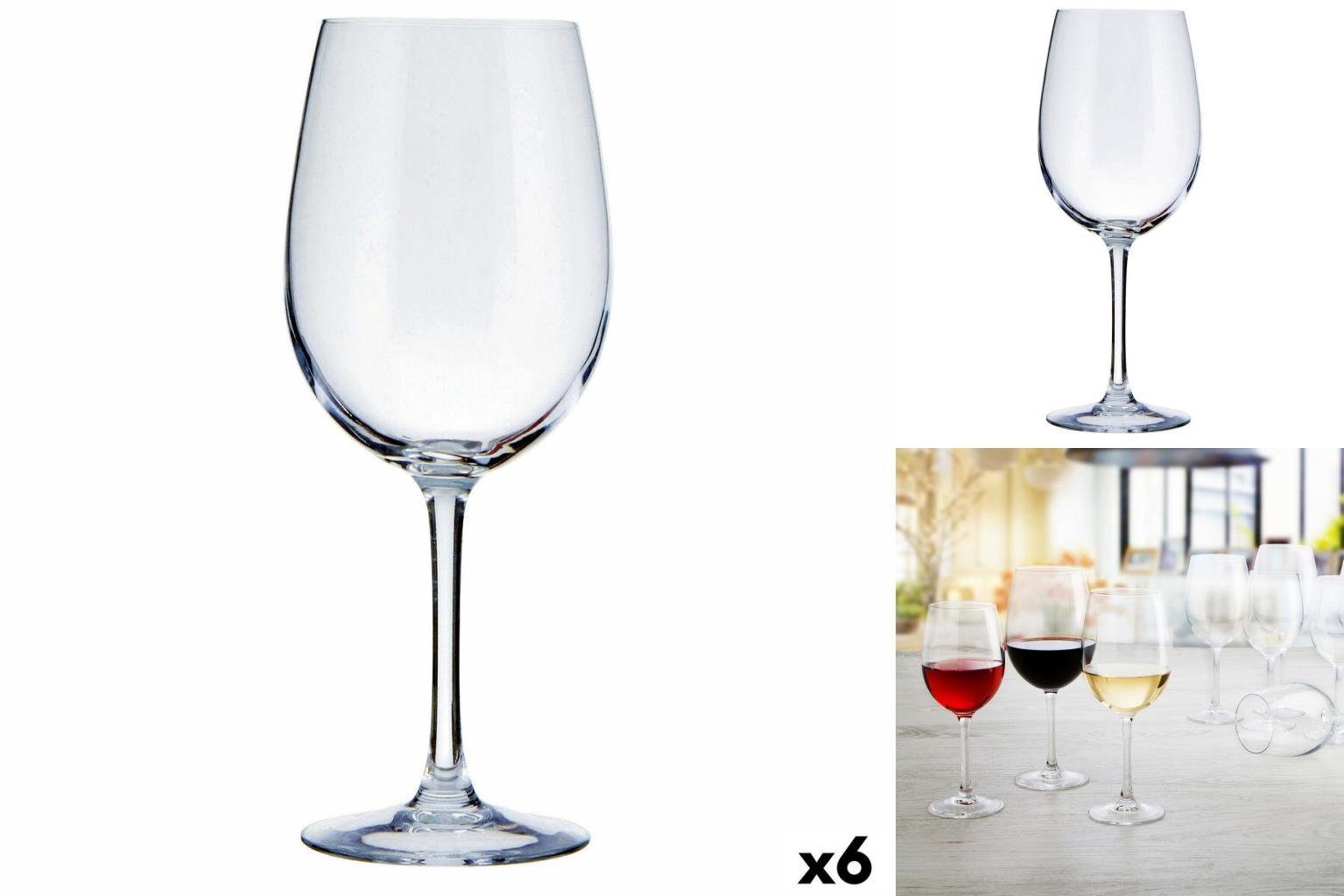 Bigbuy Glas Stück, ml Ebro Glas 350 Weinglas Durchsichtig 6